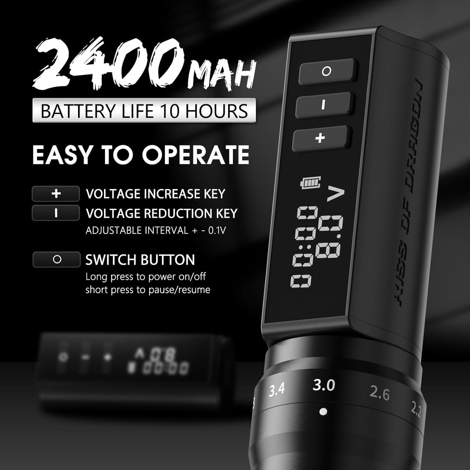 Kiss of Dragon Wireless Tattoo Pen Machine with 6 stroke length Options