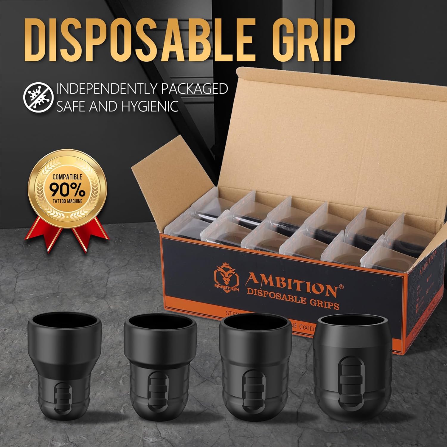 Ambition Soldier 42MM Disposable Tattoo Grips - 12Pcs