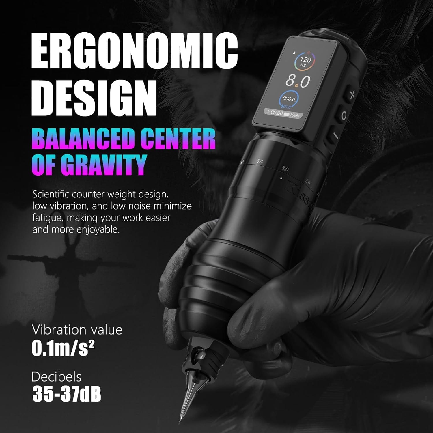 Kiss Of Dragon TRAVELER-T2 Wireless Tattoo Pen Machine with 6 Strokes Length 2.2mm-4.2mm