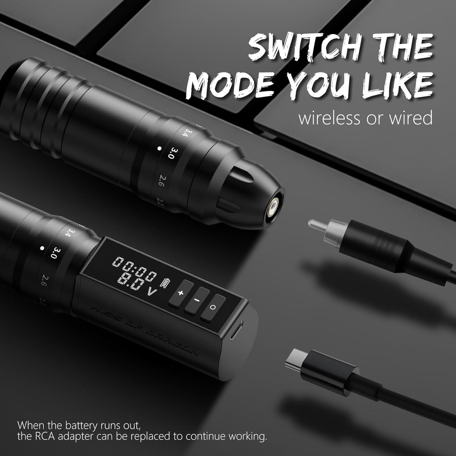 Kiss of Dragon Wireless Tattoo Pen Machine with 6 stroke length Options