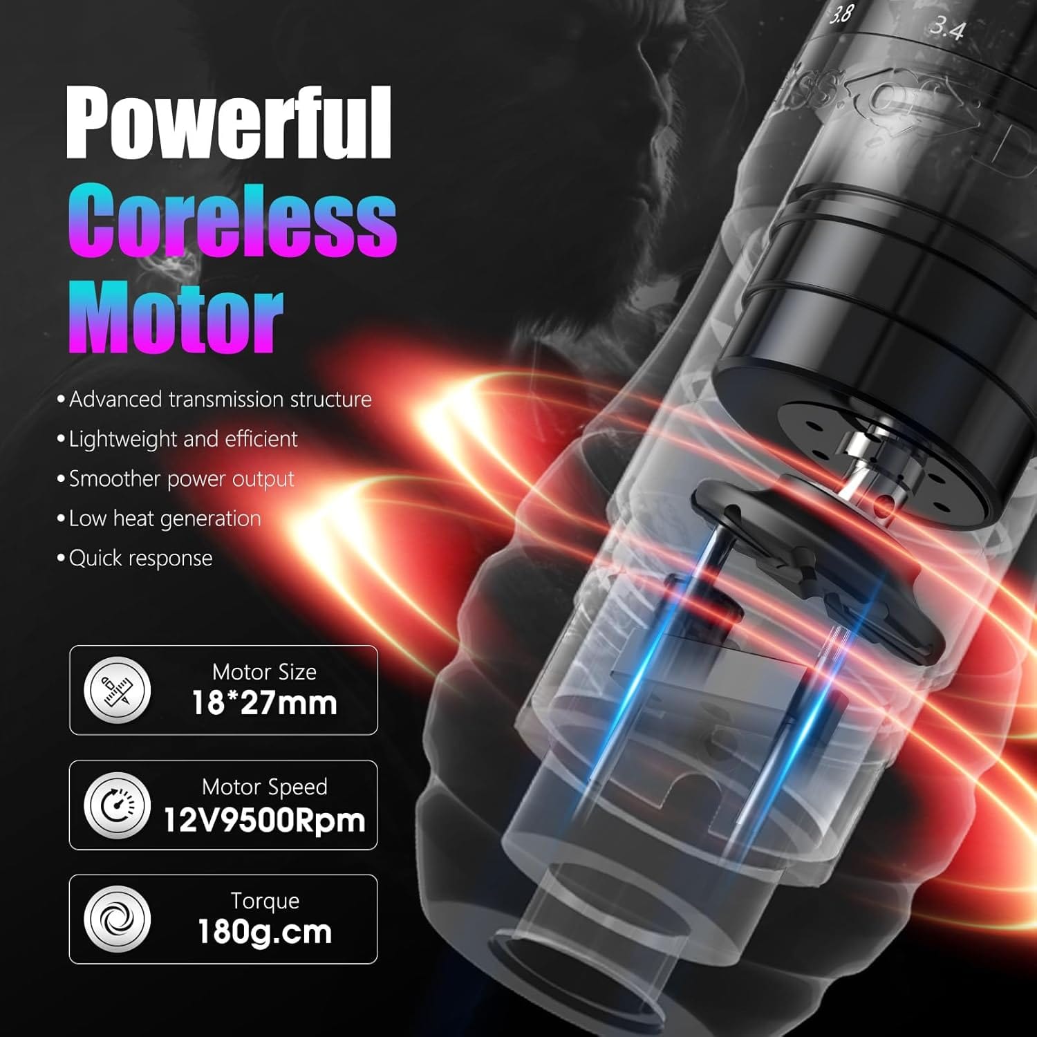 Kiss Of Dragon TRAVELER-T2 Wireless Tattoo Pen Machine with 6 Strokes Length 2.2mm-4.2mm