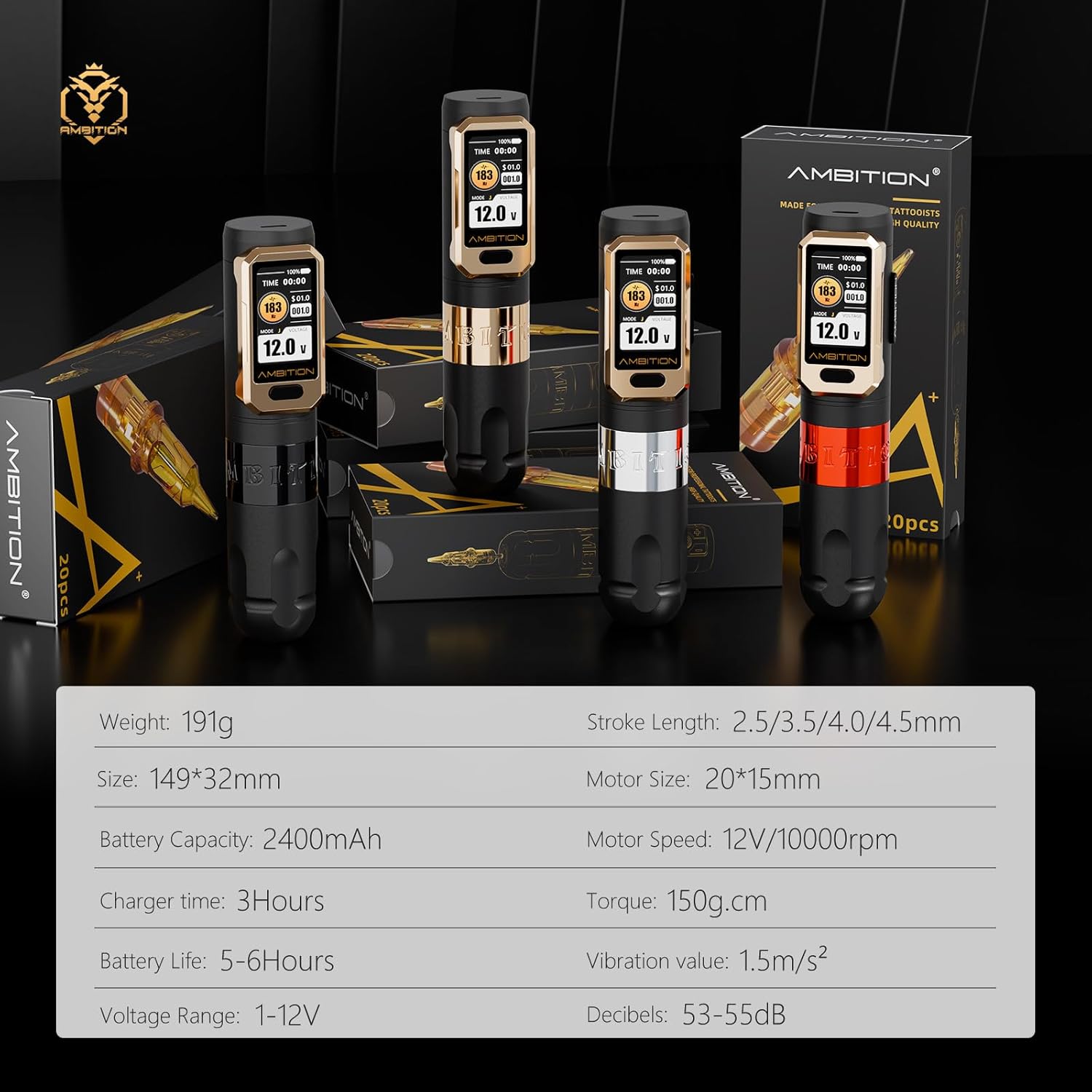 Ambition Vibe Ultra Wireless Tattoo Pen Machine
