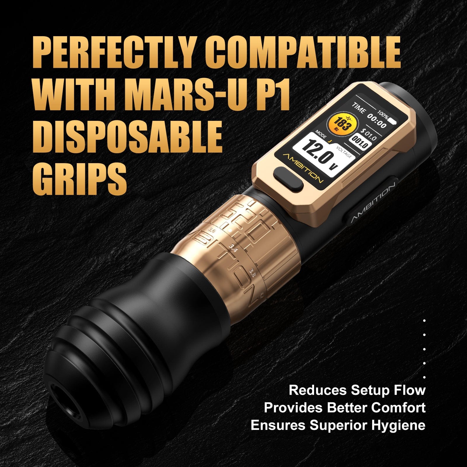 Machine à tatouer sans fil Ambition Soldier Pro 520 avec 6 longueurs de traits de 2,2 mm à 4,2 mm