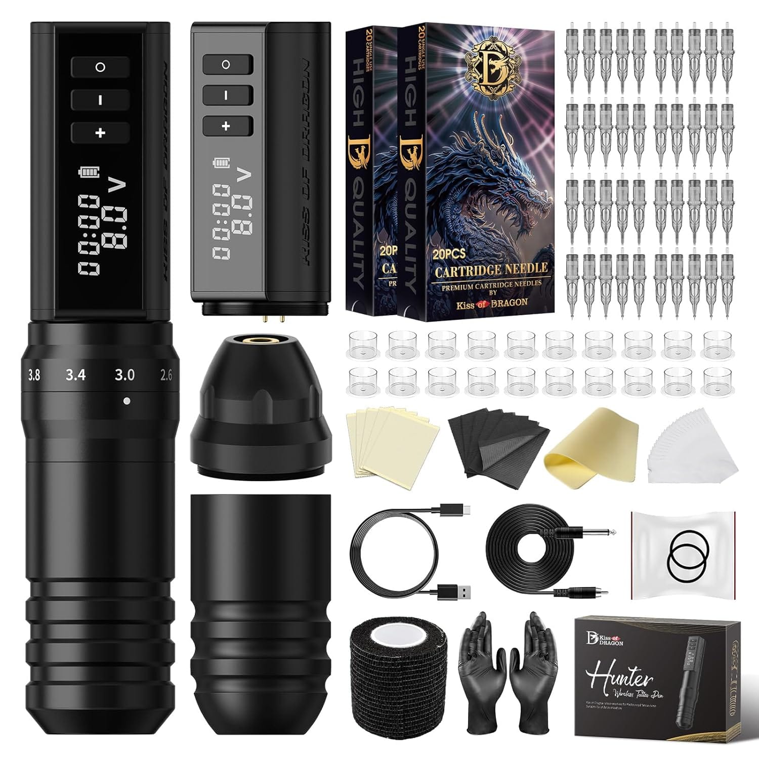 Tattoo Kit | Kiss of Dragon Wireless Tattoo Machine Kit