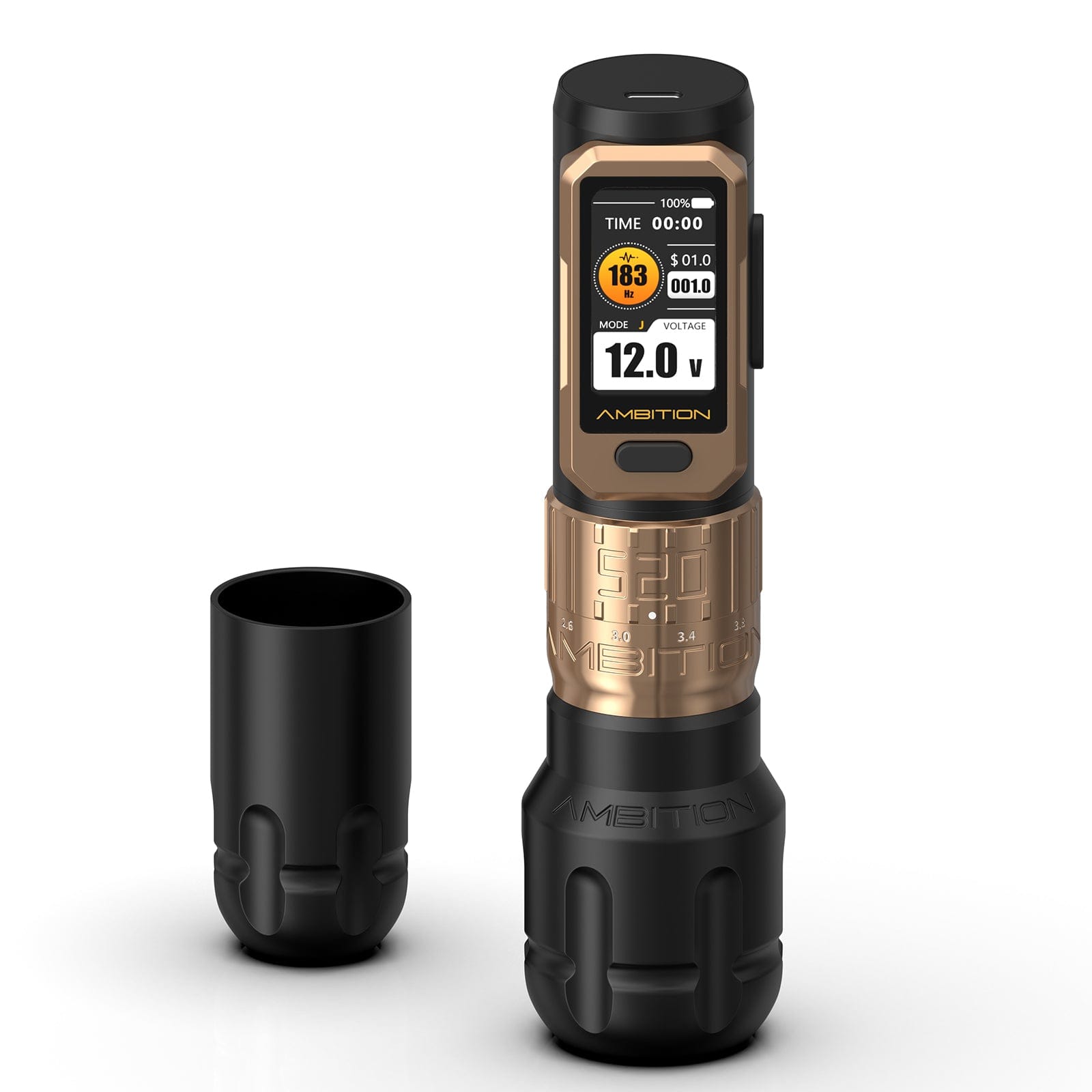 Machine à tatouer sans fil Ambition Soldier Pro 520 avec 6 longueurs de traits de 2,2 mm à 4,2 mm