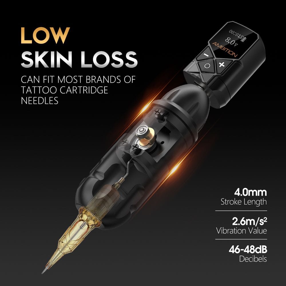 Ambition Shura Rotary Tattoo Machine with Kuark Wireless Tattoo Battery Kit