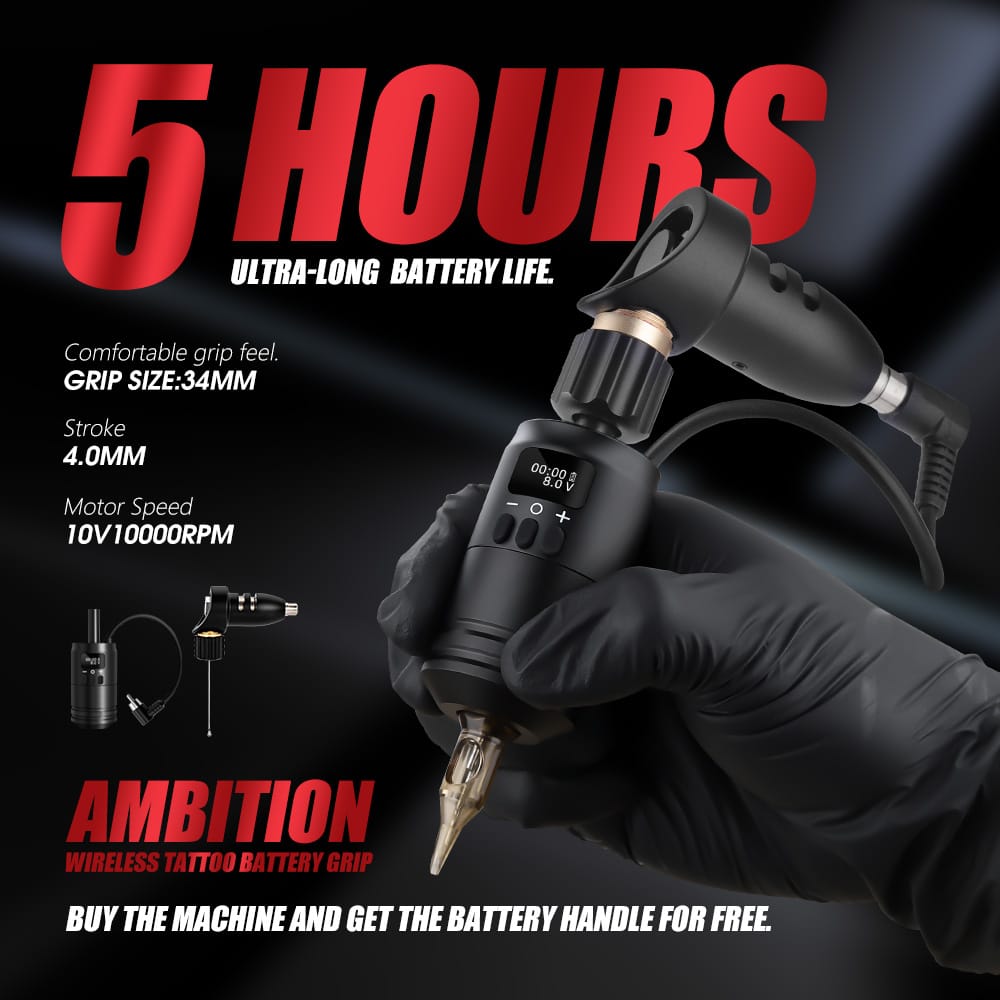 Ambition 2 en 1 - Empuñadura de batería para tatuajes