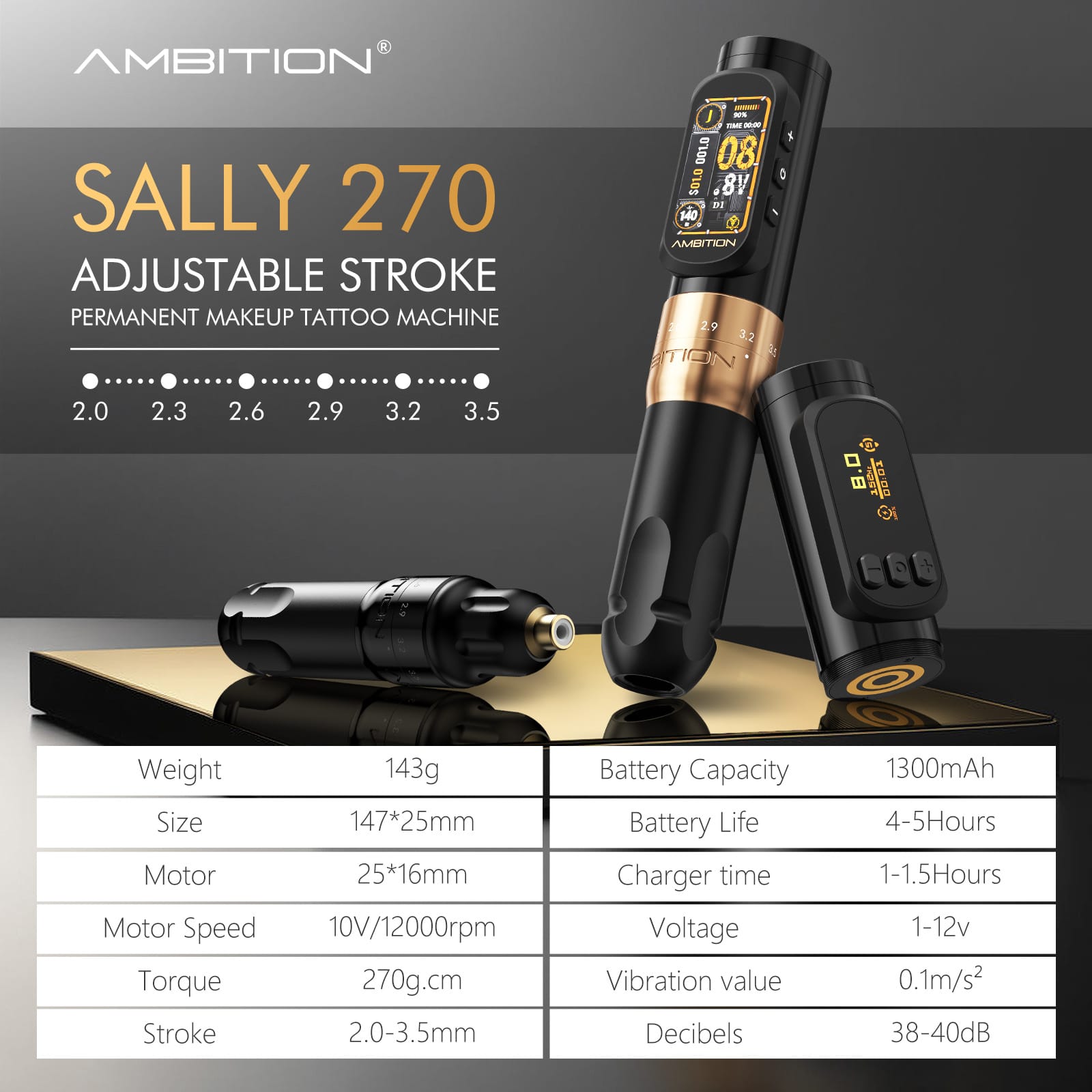 Ambition Sally 270 Wireless PMU Pen | 6 Adjustable Strokes