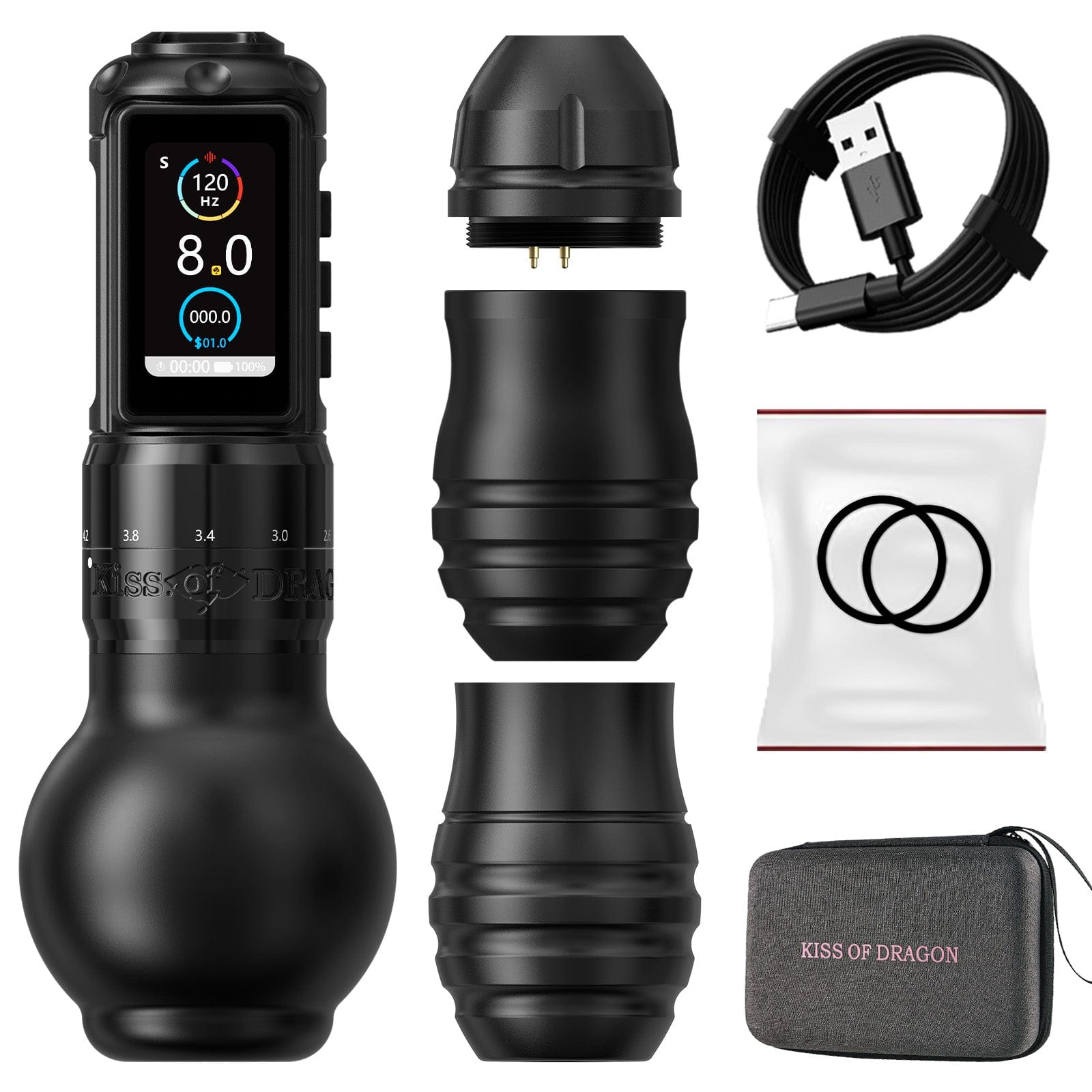 Ambition Traveler T2 Wireless Tattoo Pen Machine with 6 Strokes Length 2.2mm-4.2mm