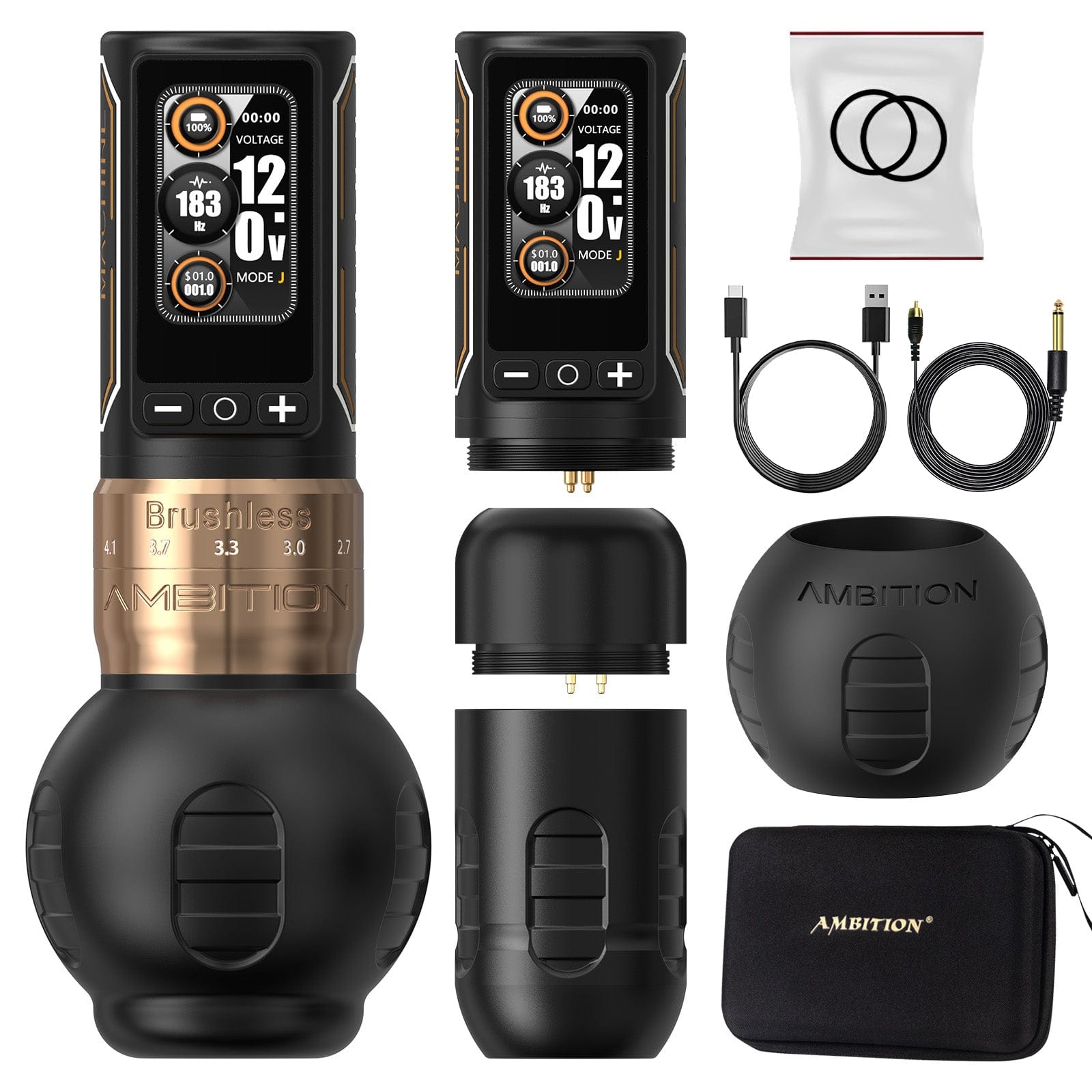 Ambition Ninja Max 280 Wireless Tattoo Pen Machine with 7 Strokes Length 2.4mm-4.5mm