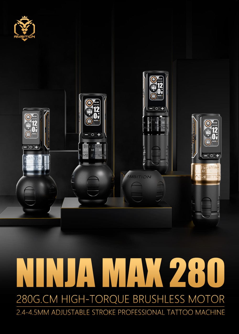 Tattoo machine Ambition Ninja pro 刺青 Ambition Ninja Max 280 wireless adjustable stroke tattoo