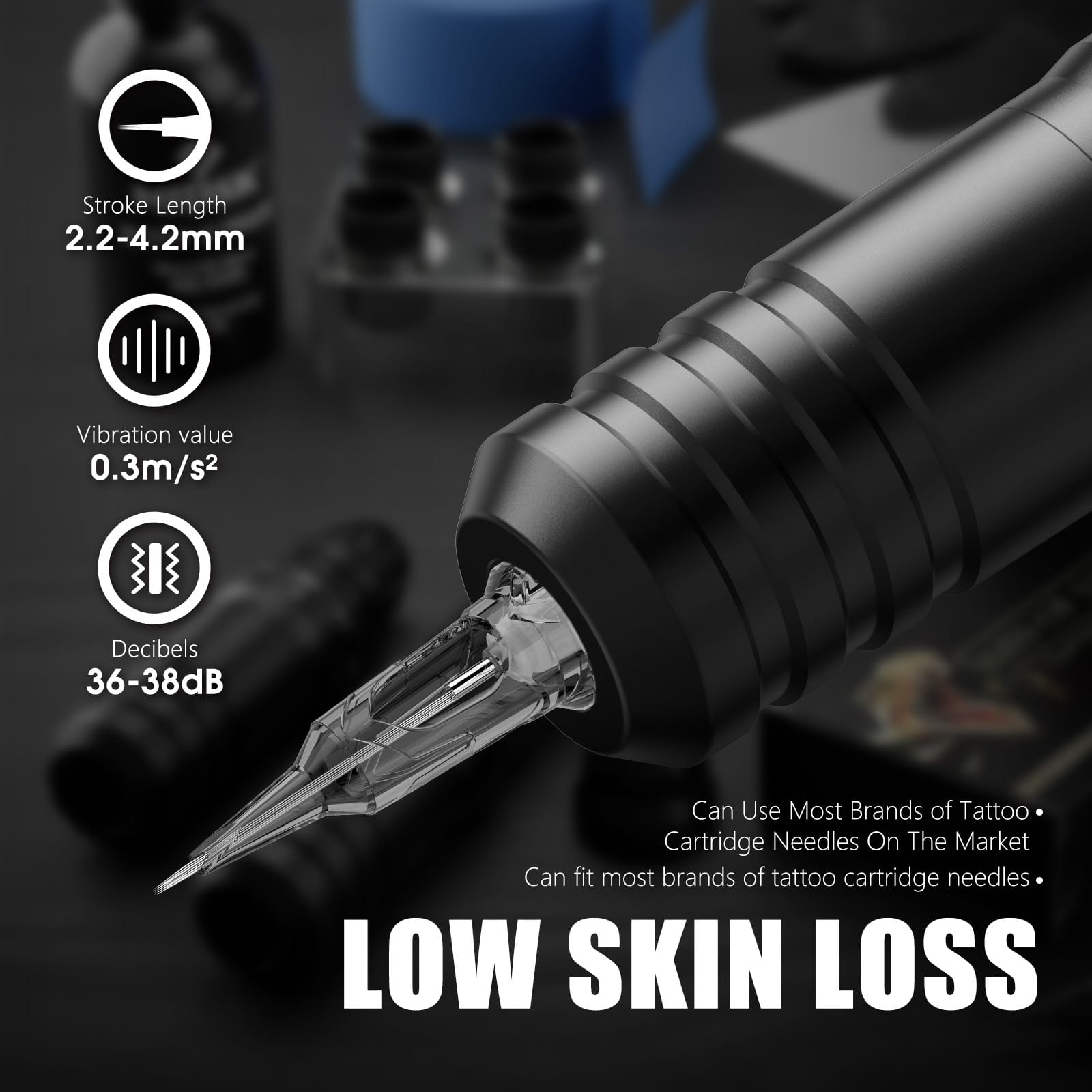 Kiss of Dragon Hunter Max Wireless Tattoo Pen Machine with 6 Stroke Length 2.2mm-4.2mm