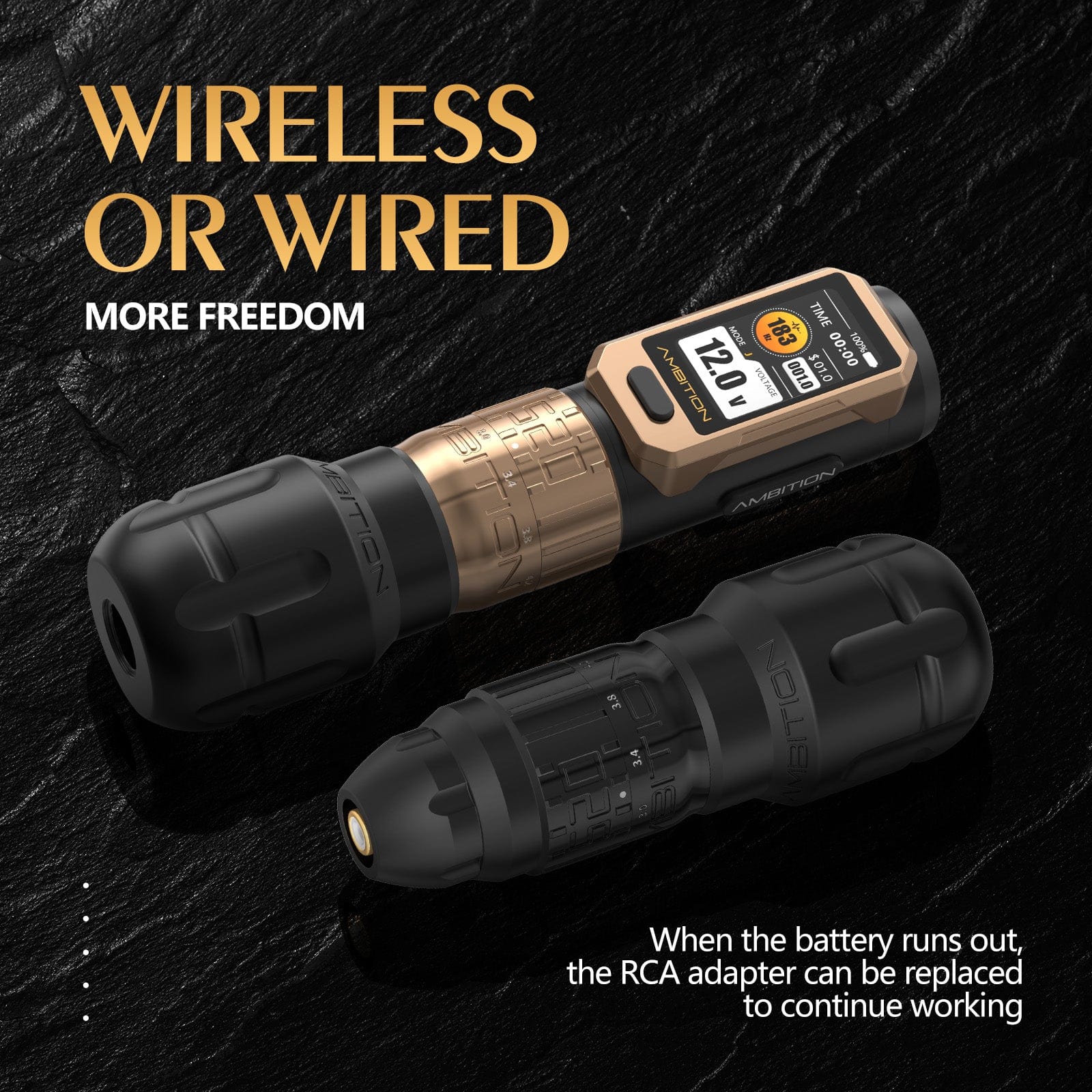Ambition Soldier Pro 520 Wireless Tattoo Pen Machine with 6 Strokes Length 2.2mm-4.2mm