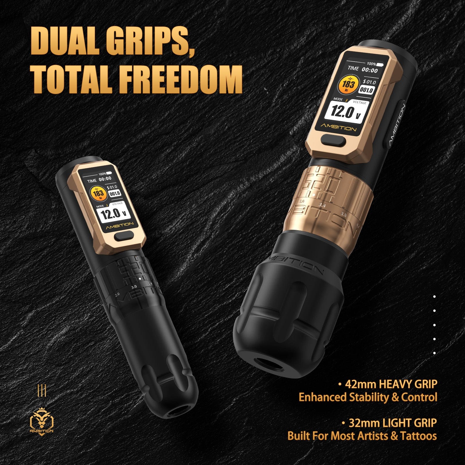 Ambition Soldier Pro 520 Wireless Tattoo Pen Machine with 6 Strokes Length 2.2mm-4.2mm