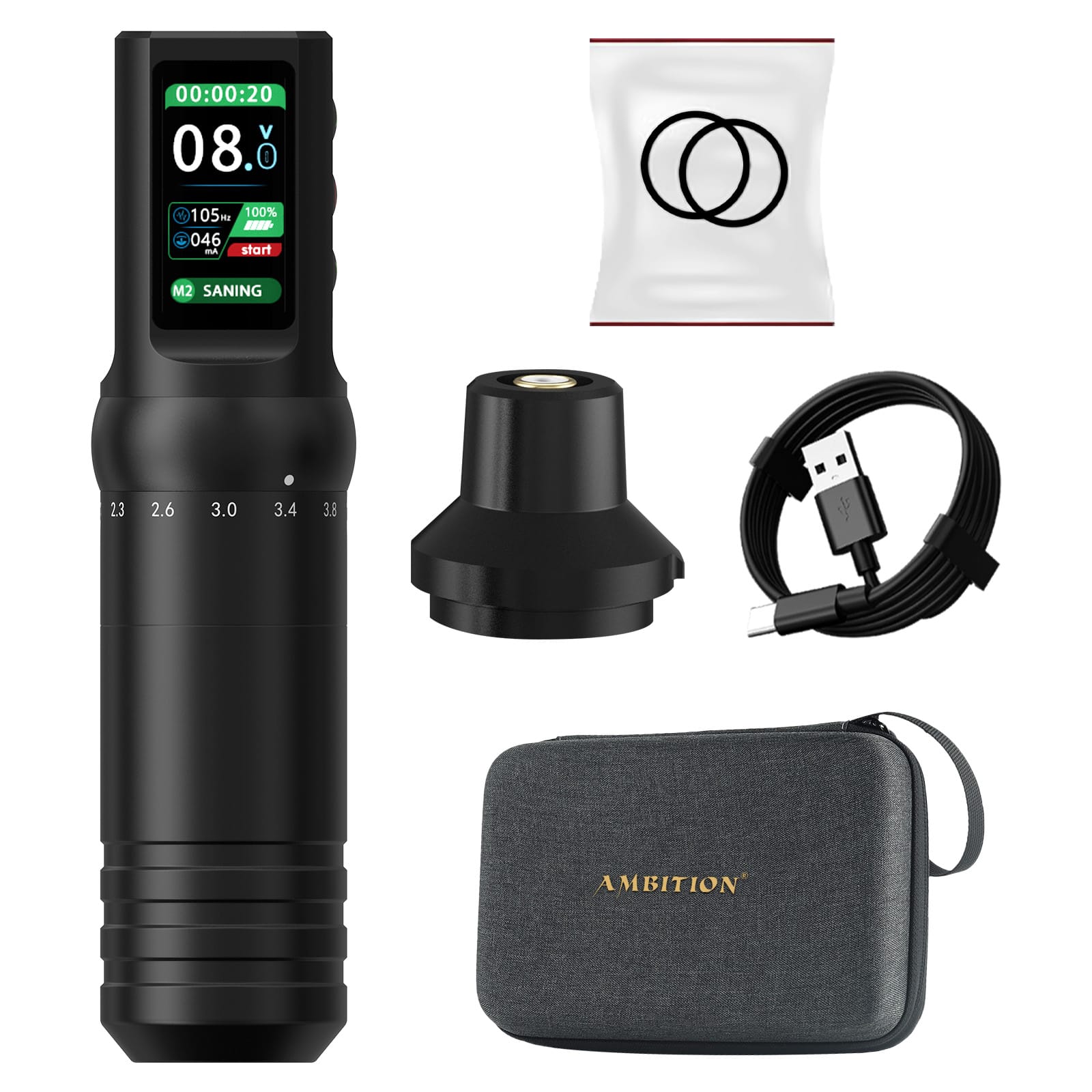 Ambition C5 Wireless Tattoo Pen Machine with 7 Strokes Length 2.0mm-4.2mm