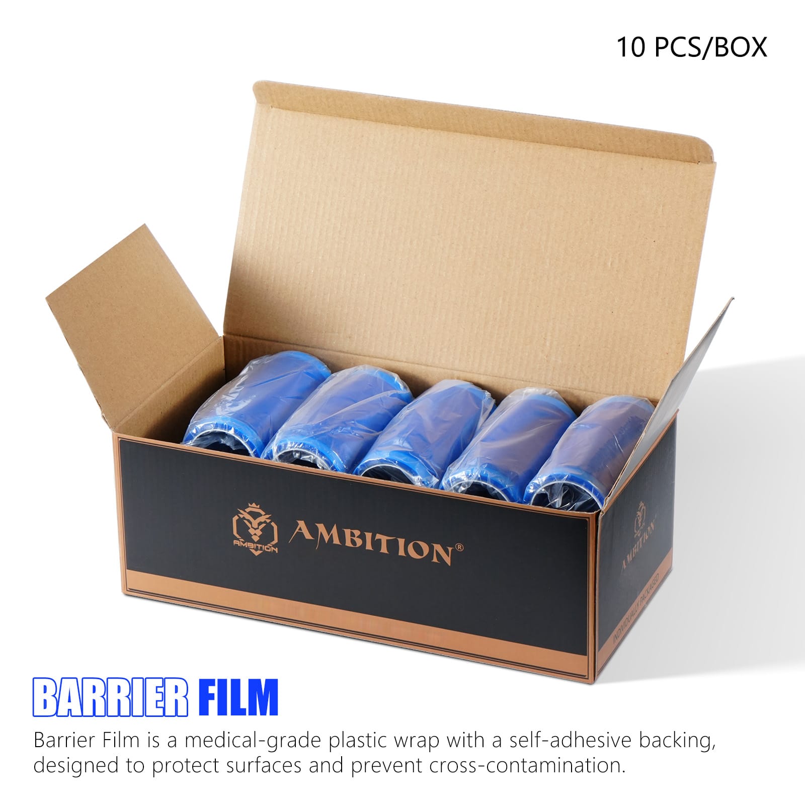 Ambition Barrier Film Roll Tape Blue 4" x 6" 1080 Sheets for Tattoo and Makeup Microblading