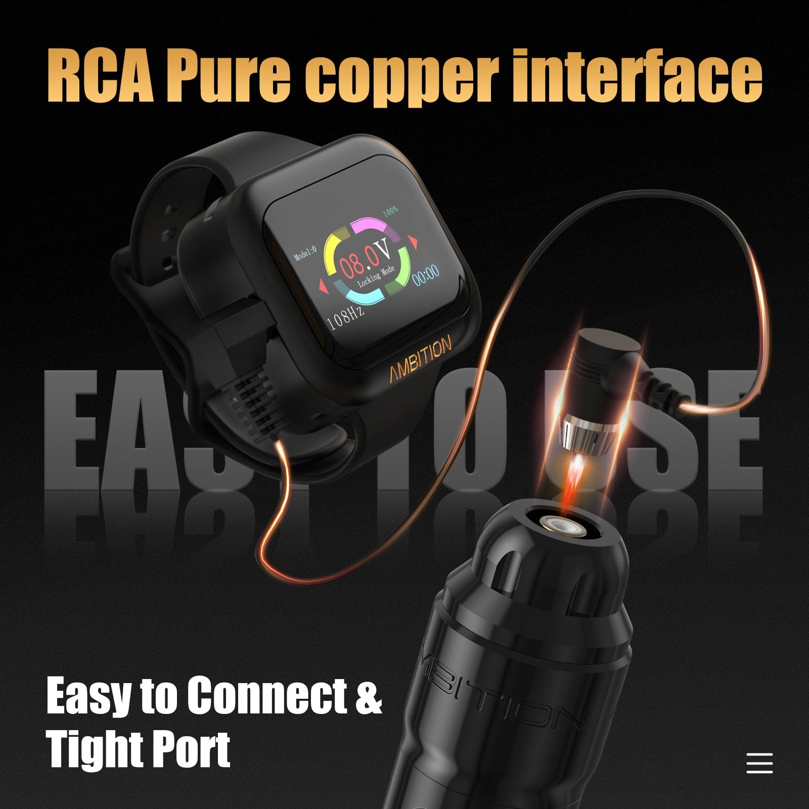 Ambition Lutin Rotary Tattoo Machine Short Pen with 2400mAh Touch Screen Tattoo Battery