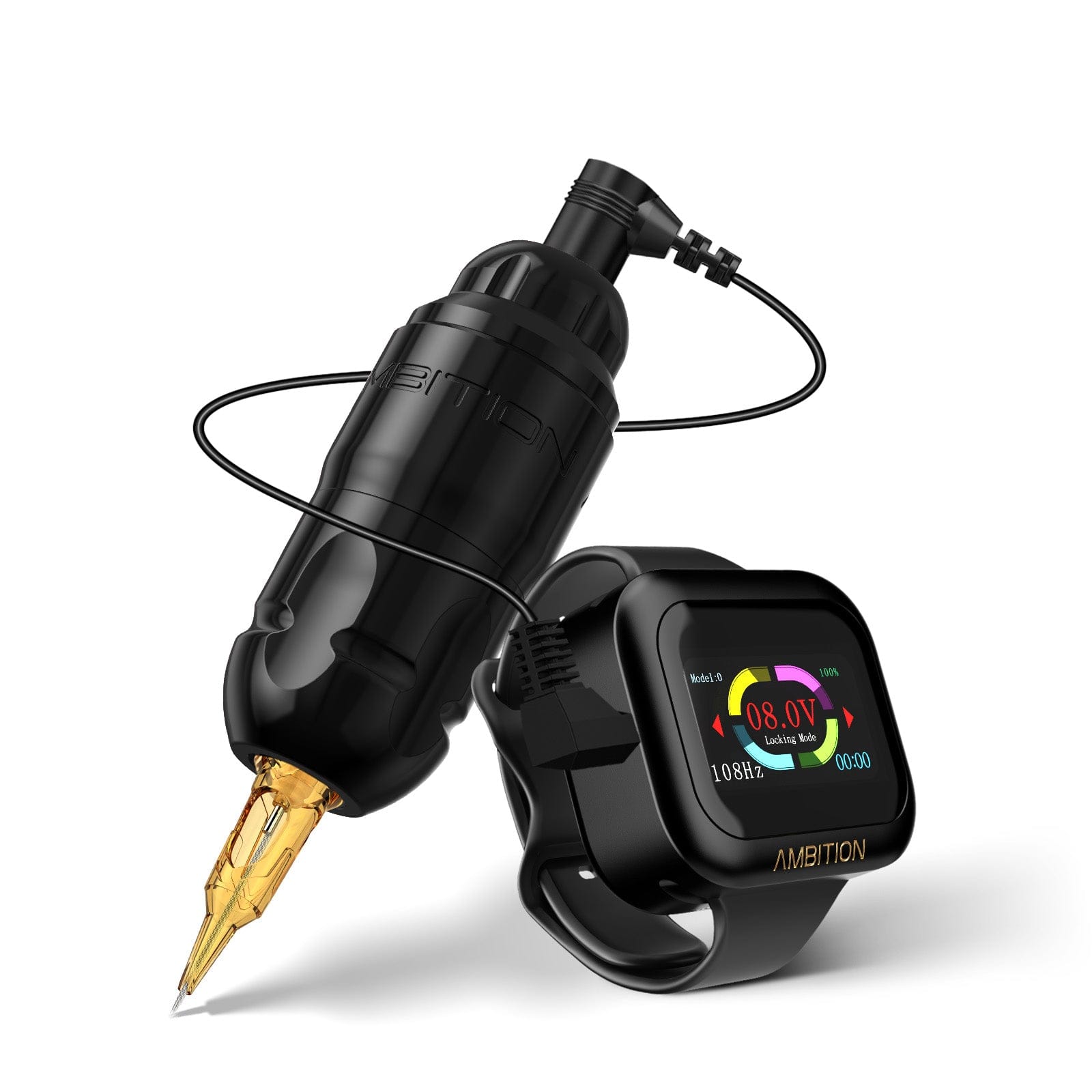 Ambition Lutin Rotary Tattoo Machine Short Pen with 2400mAh Touch Screen Tattoo Battery