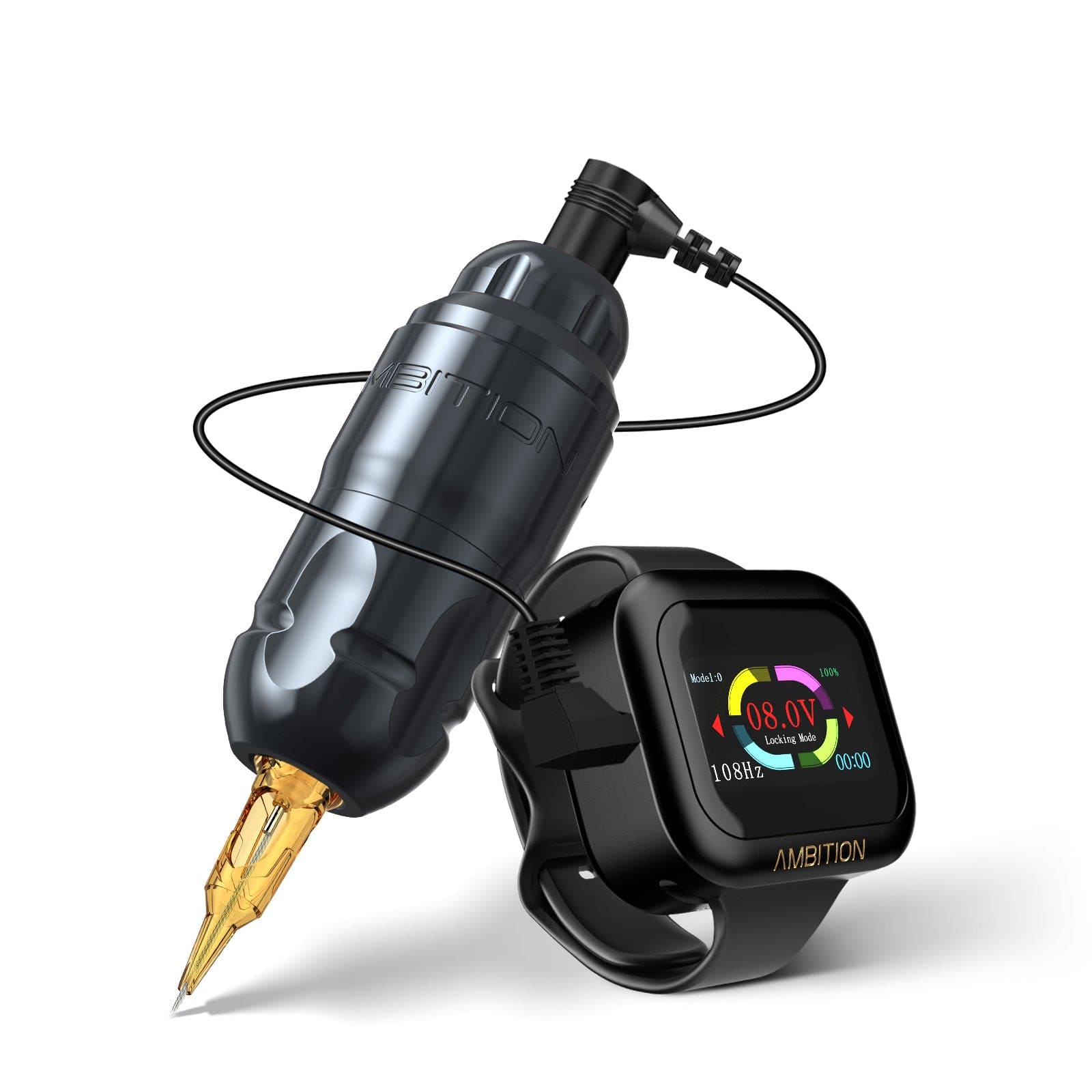 Ambition Lutin Rotary Tattoo Machine Short Pen with 2400mAh Touch Screen Tattoo Battery