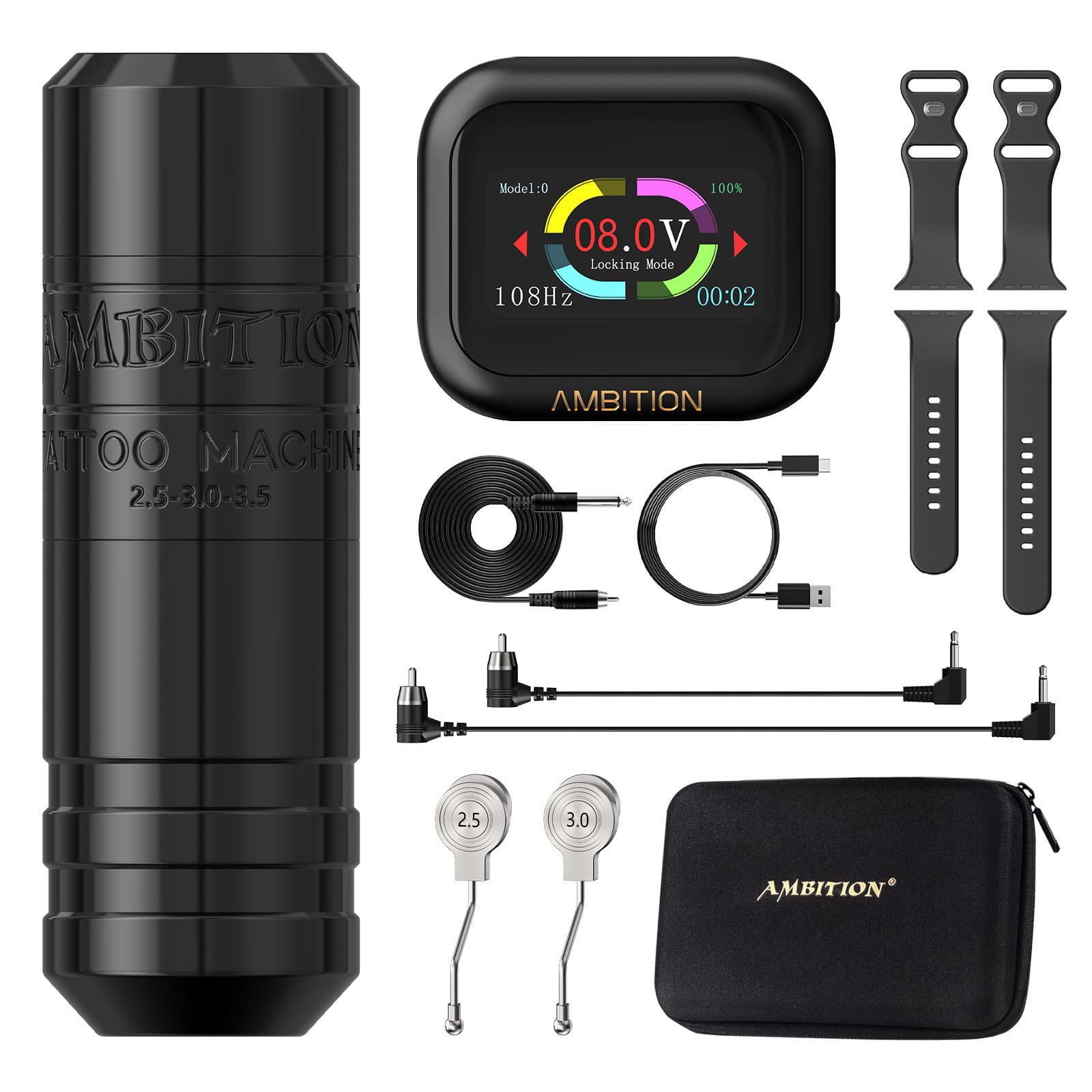 Ambition Torped Rotary Tattoo Machine Short Pen with 2400mAh Touch Screen Tattoo Battery