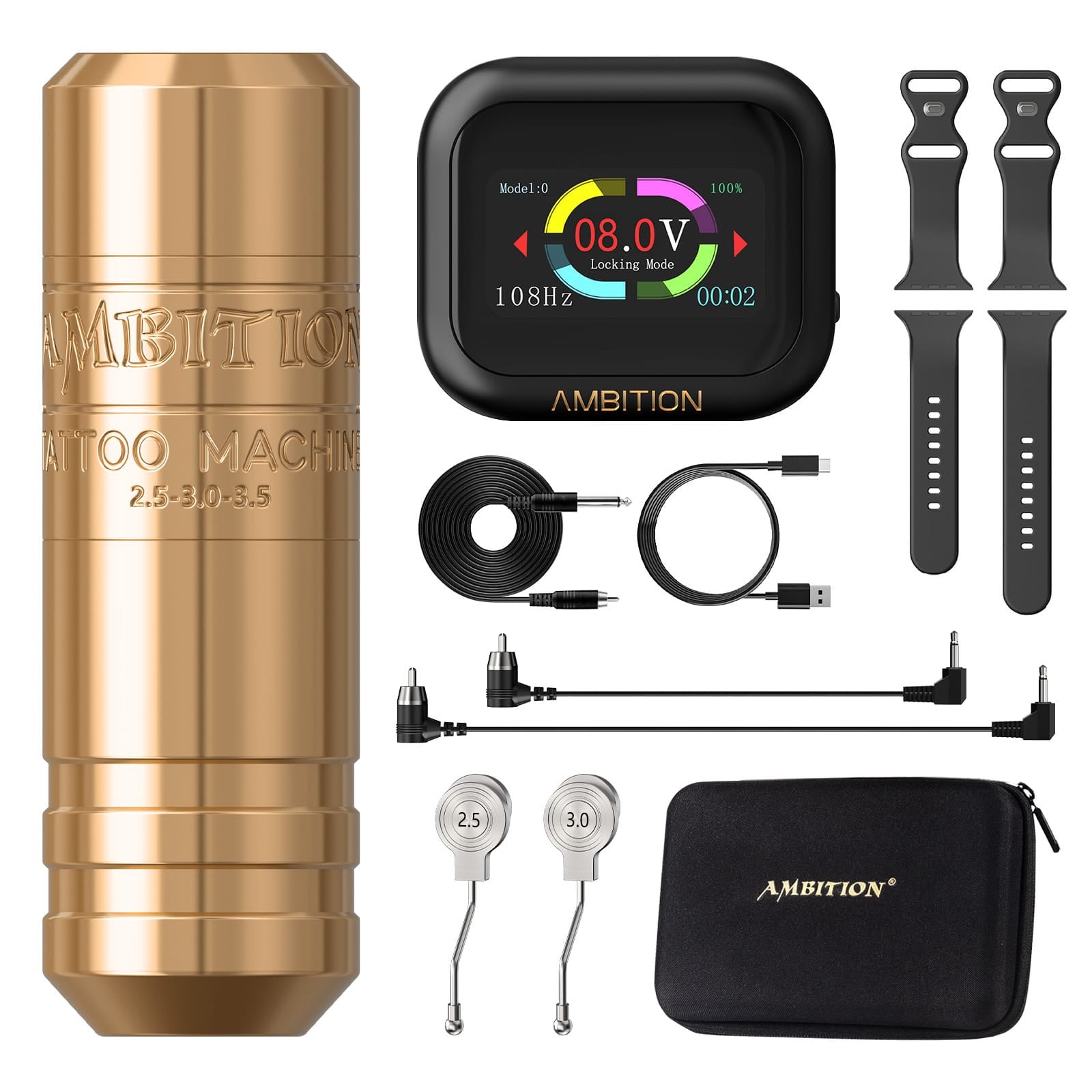 Ambition Torped Rotary Tattoo Machine Short Pen with 2400mAh Touch Screen Tattoo Battery
