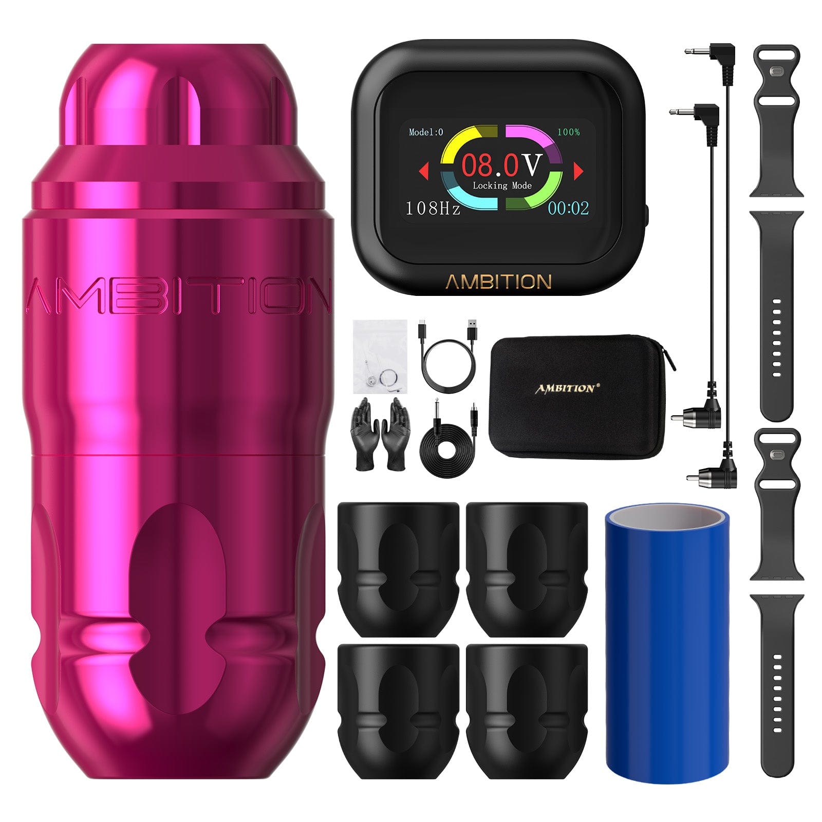 Ambition Lutin Rotary Tattoo Machine Short Pen with 2400mAh Touch Screen Tattoo Battery