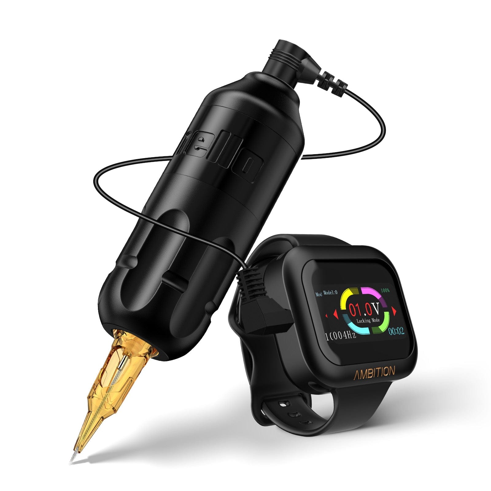 Ambition Hello Rotary Tattoo Machine Short Pen with 1300mAh Touch Screen Tattoo Battery