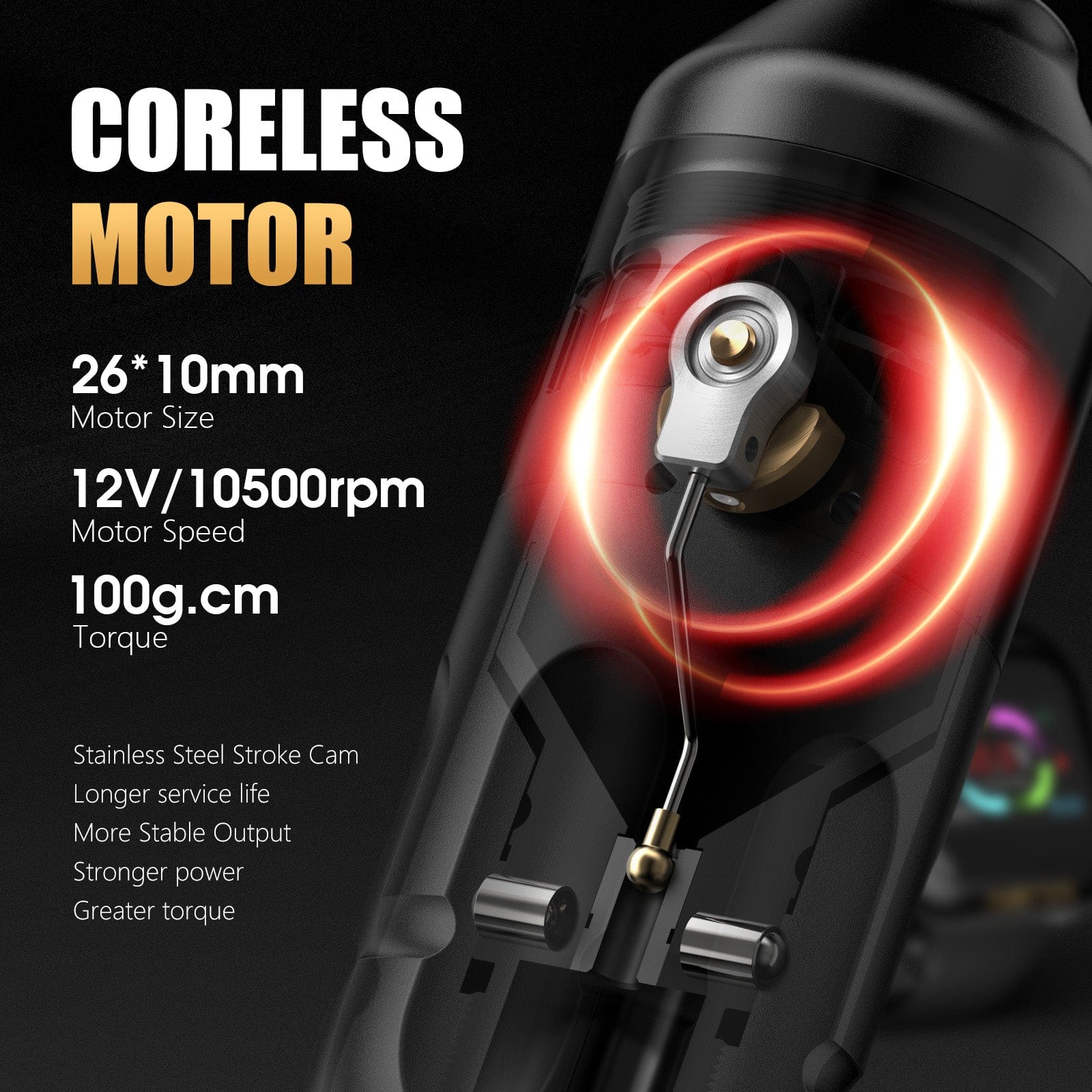 Ambition Hello Rotary Tattoo Machine Short Pen with 1300mAh Touch Screen Tattoo Battery