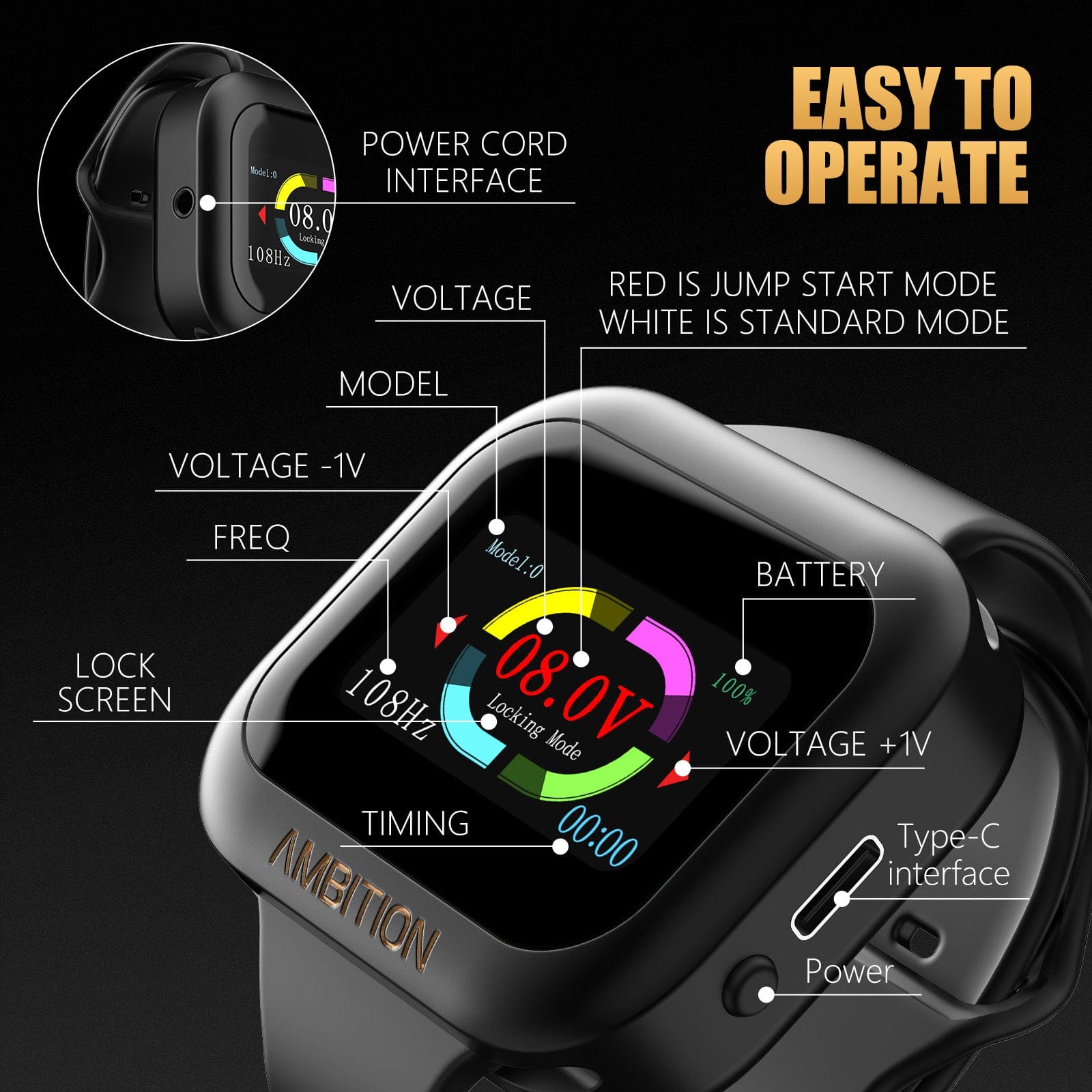 Ambition Hello Rotary Tattoo Machine Short Pen with 1300mAh Touch Screen Tattoo Battery