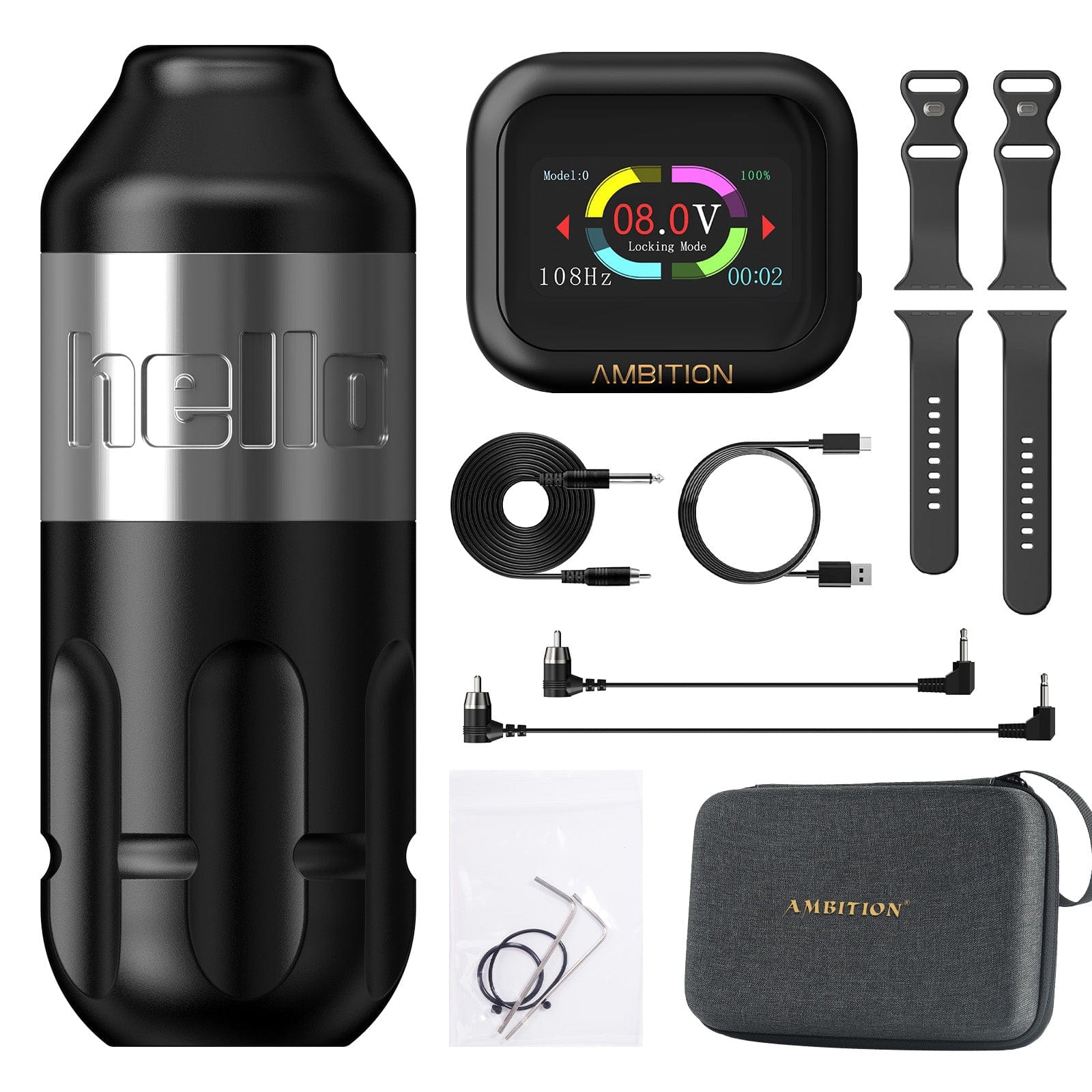 Ambition Hello Rotary Tattoo Machine Short Pen with 1300mAh Touch Scre
