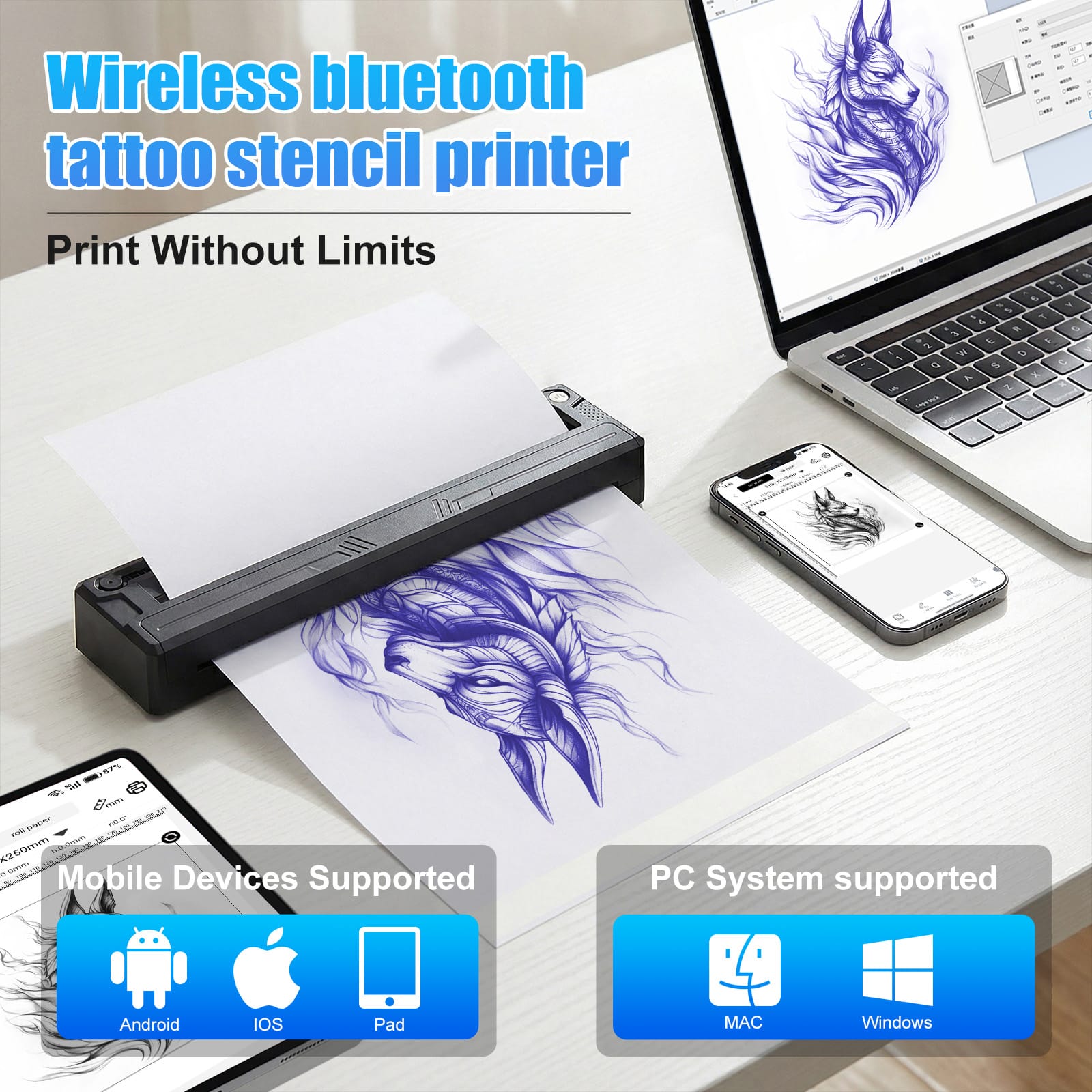 Ambition Wireless Tattoo Picture Printer 1500mAh