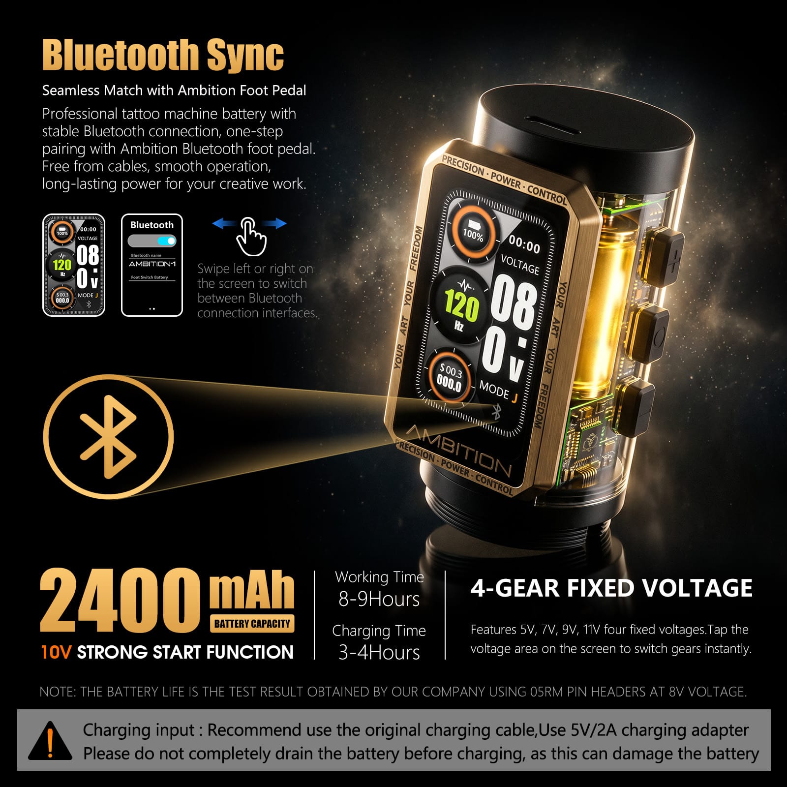 Ambition Epoch Wireless Tattoo Pen Machine with 9 Strokes Length 1.0mm-5.0mm