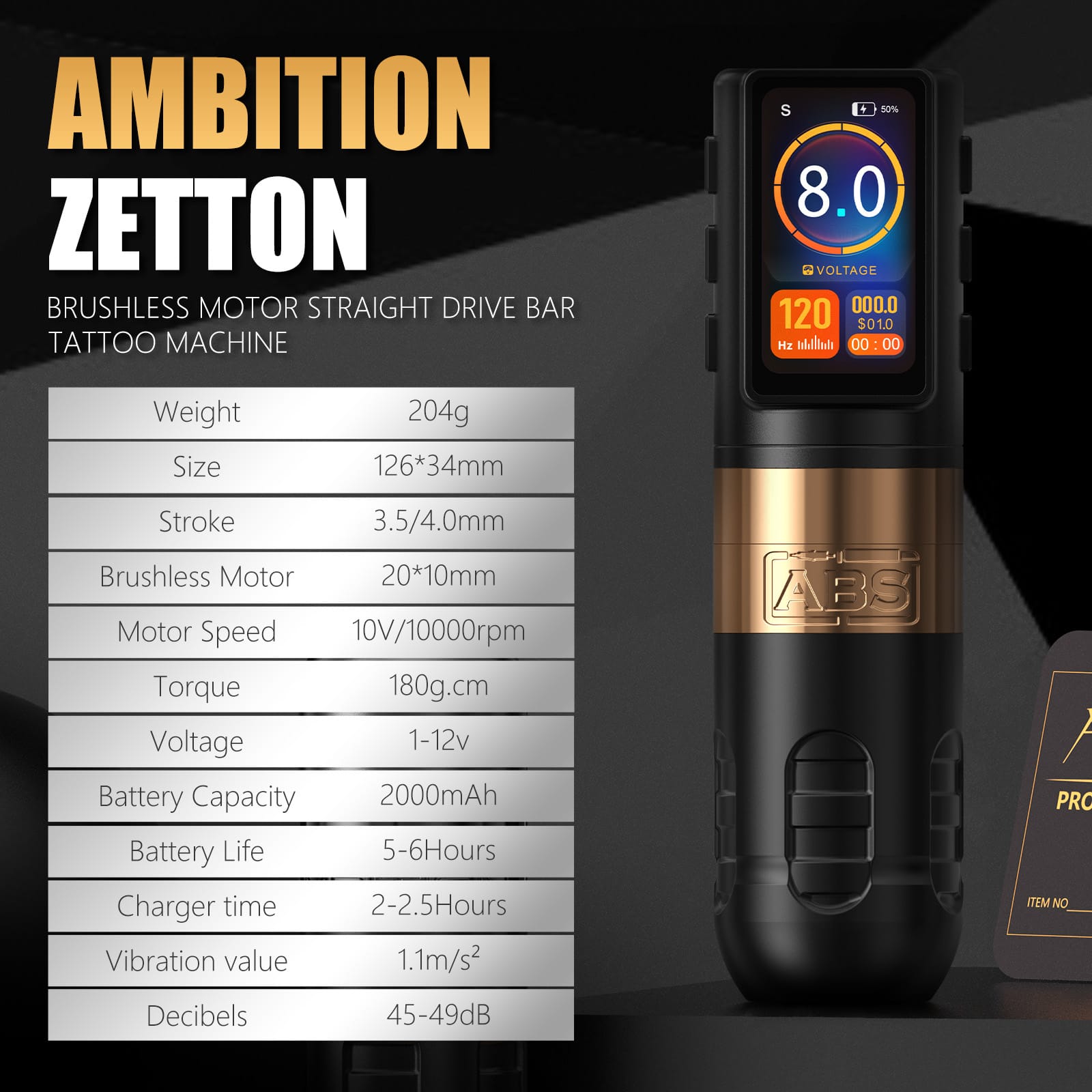 Ambition ABS Zetton Wireless Tattoo Pen Machine