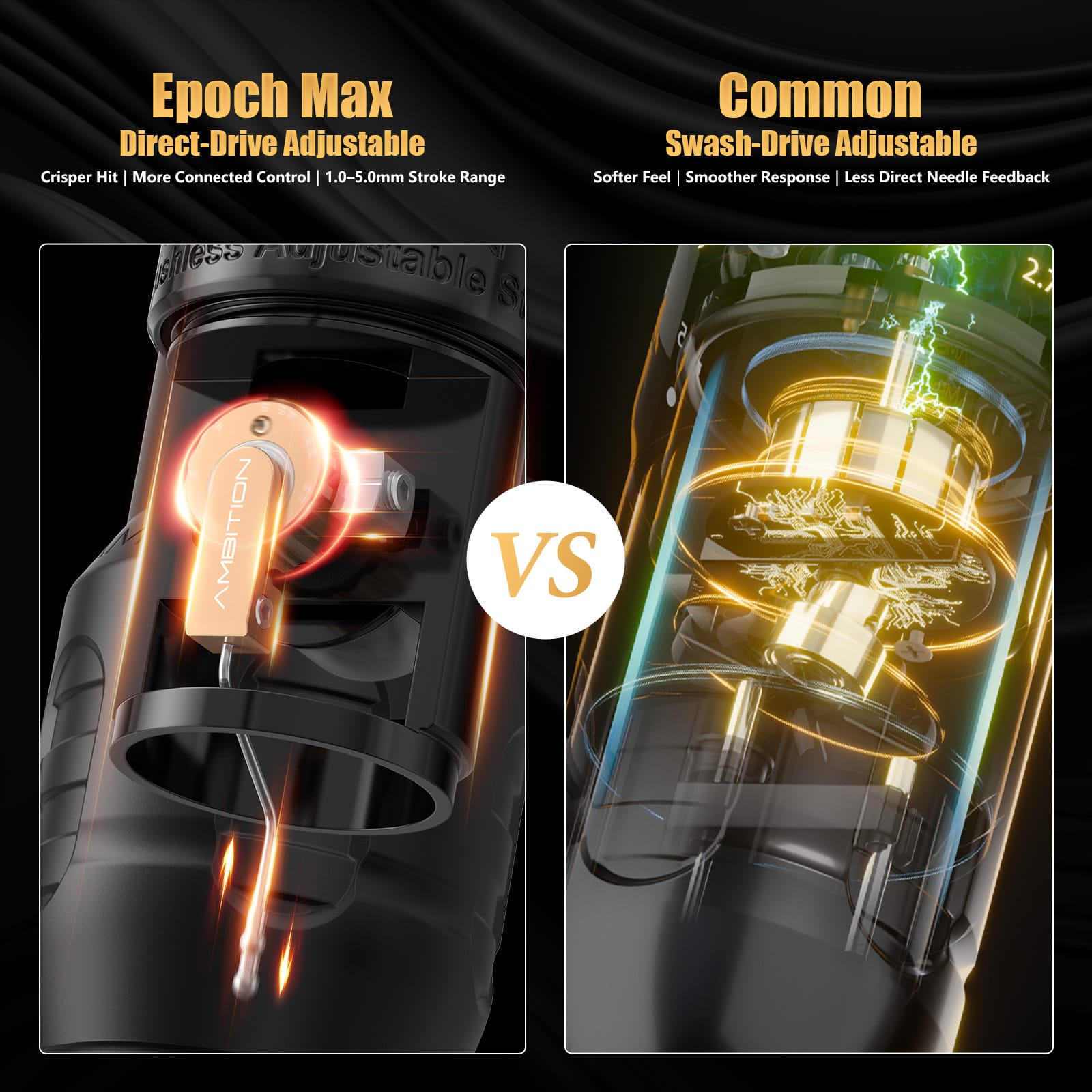 Ambition Epoch Max Wireless Tattoo Pen Machine with 9 Strokes Length 1.0mm-5.0mm