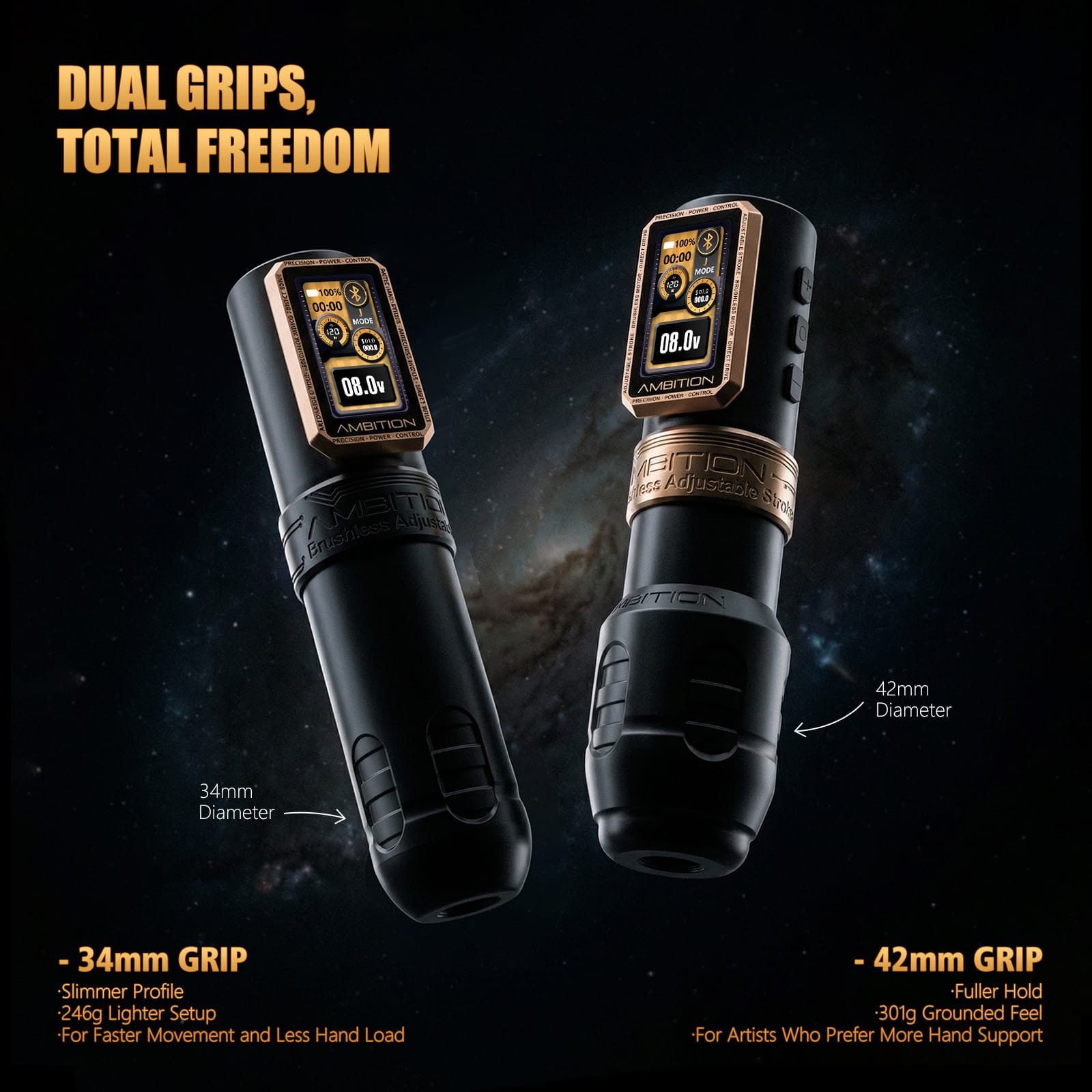 Ambition Epoch Max Wireless Tattoo Pen Machine with 9 Strokes Length 1.0mm-5.0mm