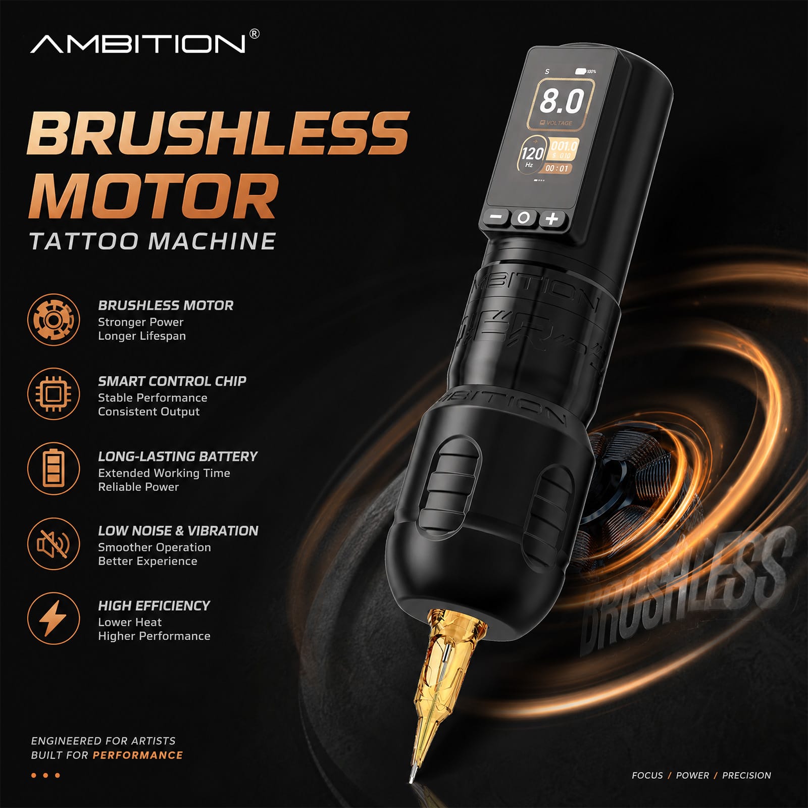 Ambition Zetton Series Wireless Tattoo Machine
