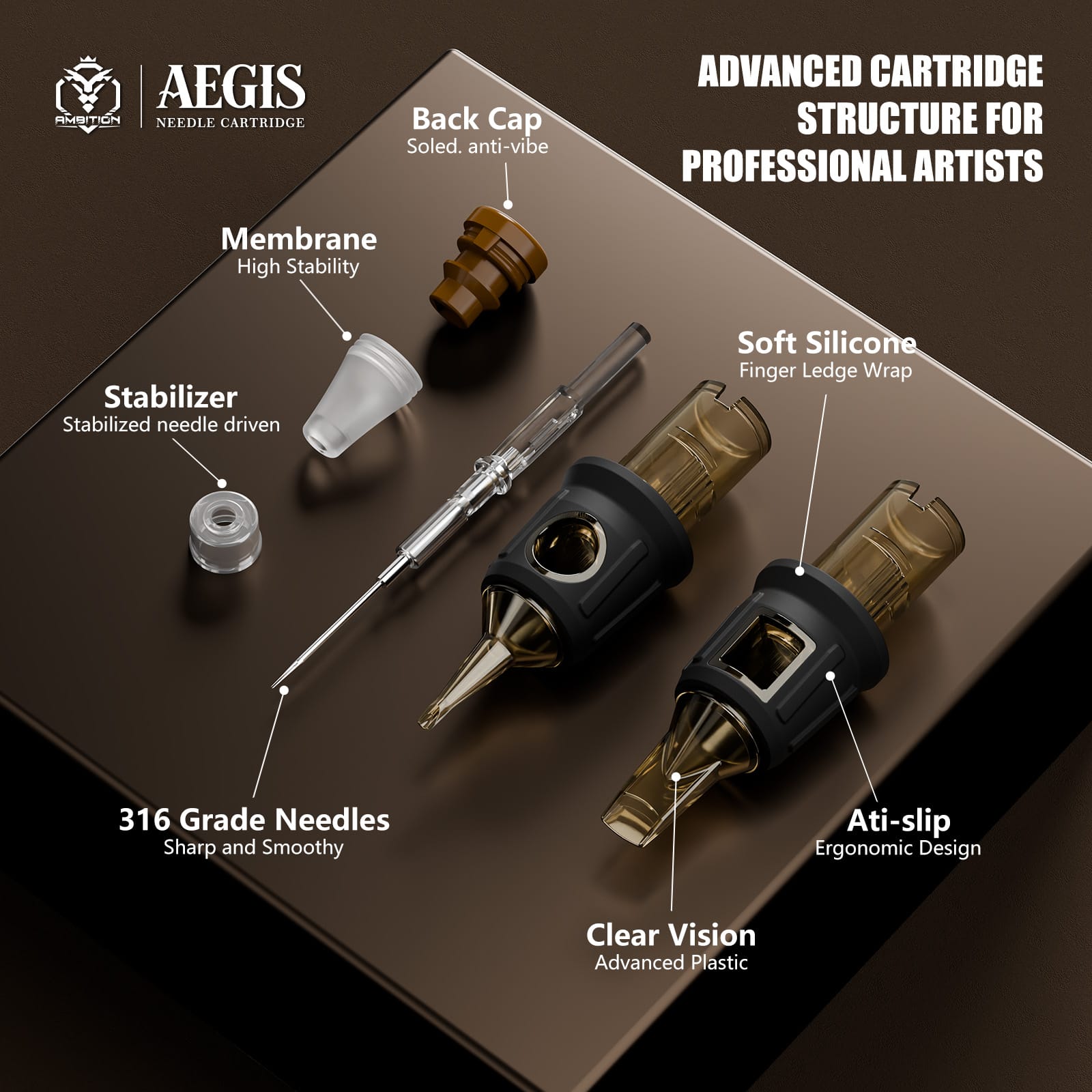 Ambition AEGIS Tattoo Cartridge needles Round Magnum