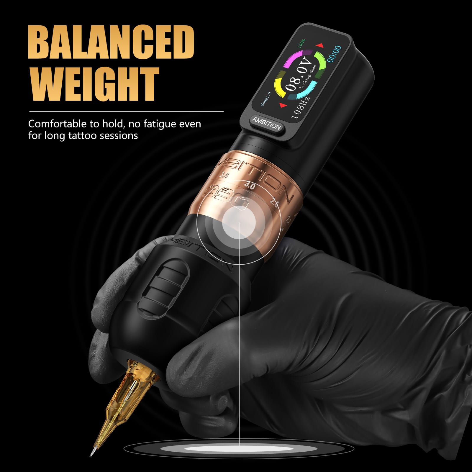 Ambition Seher Plus Wireless Tattoo Pen Machine with 6 Strokes Length 2.2mm-4.2mm