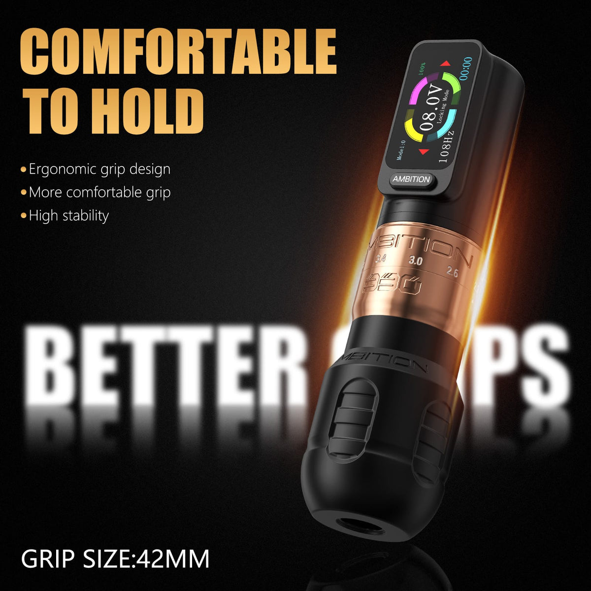 Ambition Seher Plus Wireless Tattoo Pen Machine with 6 Strokes Length 2.2mm-4.2mm