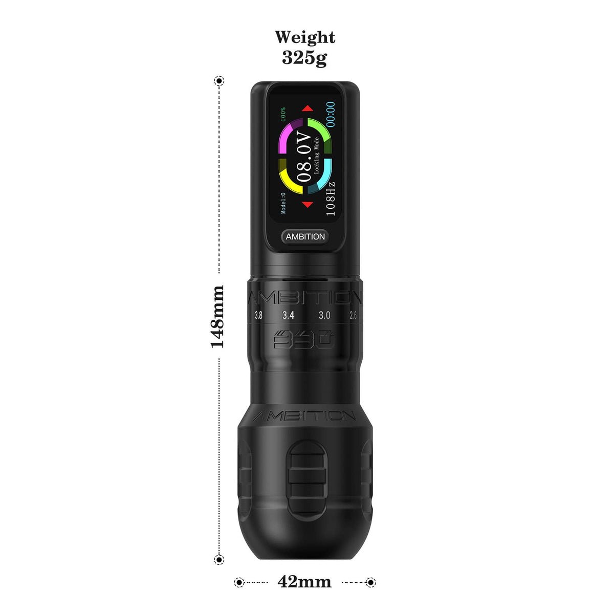 Ambition Seher Plus Wireless Tattoo Pen Machine with 6 Strokes Length 2.2mm-4.2mm