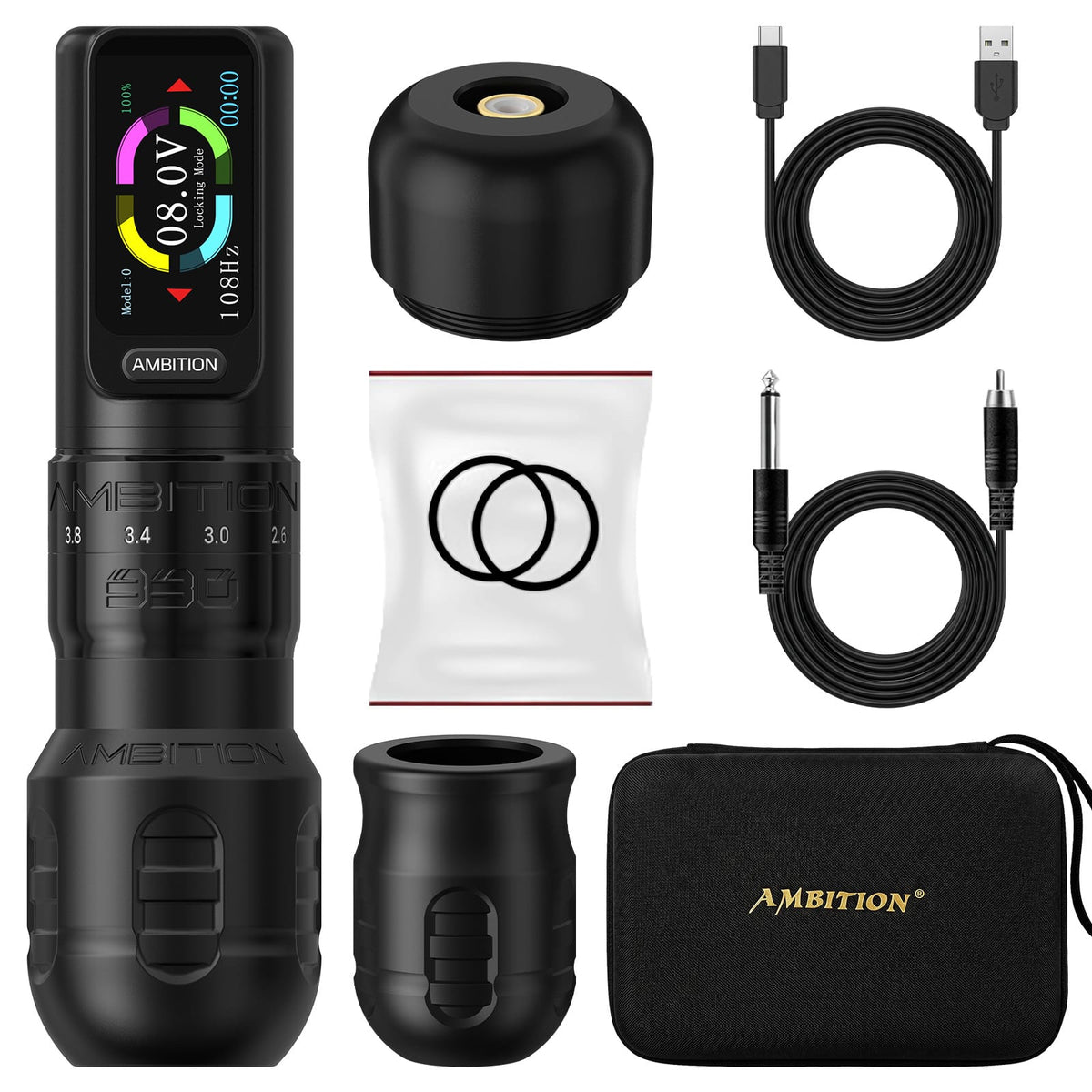 Ambition Seher Plus Wireless Tattoo Pen Machine with 6 Strokes Length 2.2mm-4.2mm