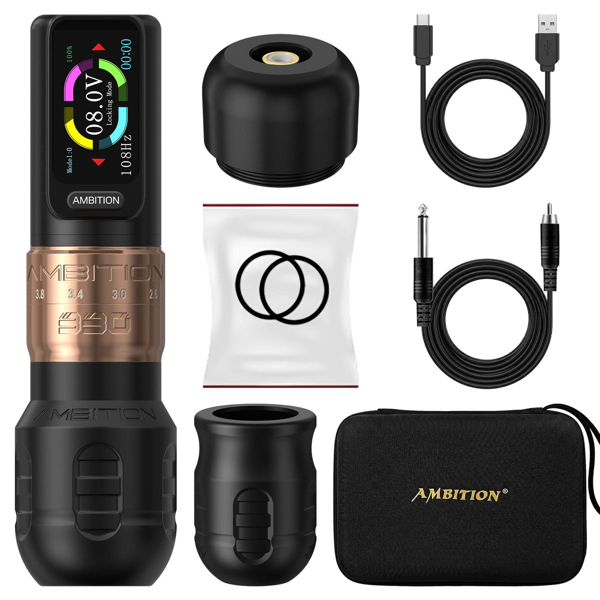 Ambition Seher Plus Wireless Tattoo Pen Machine with 6 Strokes Length 2.2mm-4.2mm