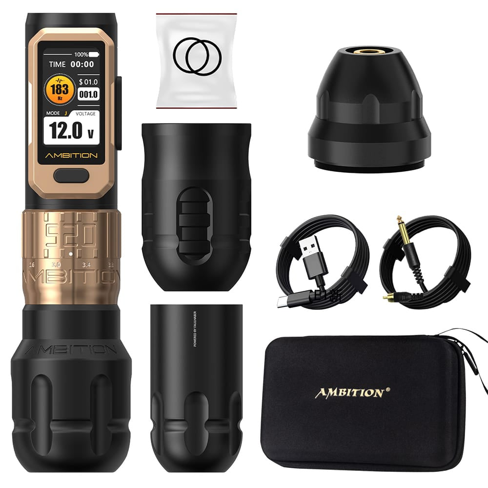 Ambition Soldier Pro 520 Wireless Tattoo Pen Machine with 6 Strokes Length 2.2mm-4.2mm
