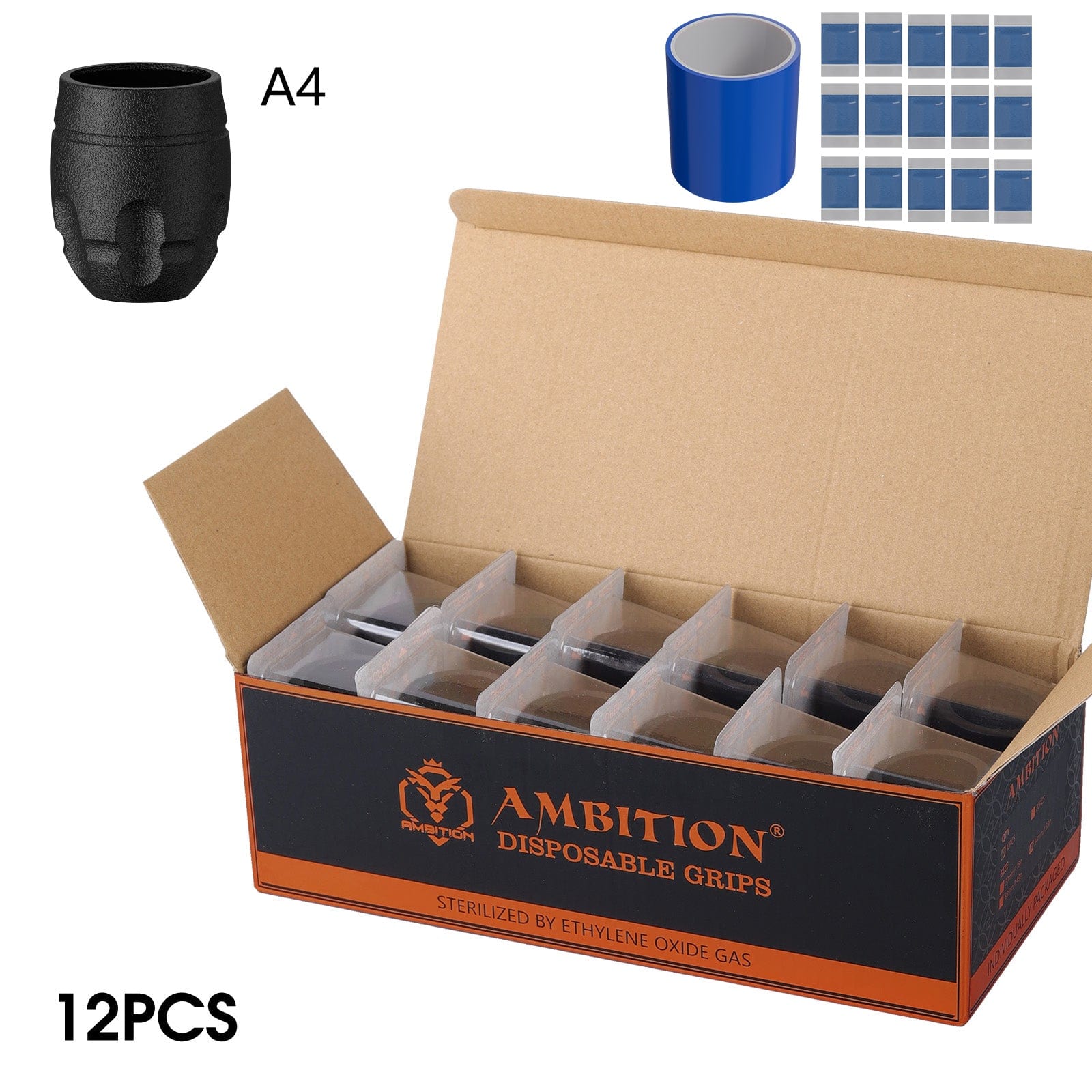 Ambition Soldier 42MM Disposable Tattoo Grips - 12Pcs