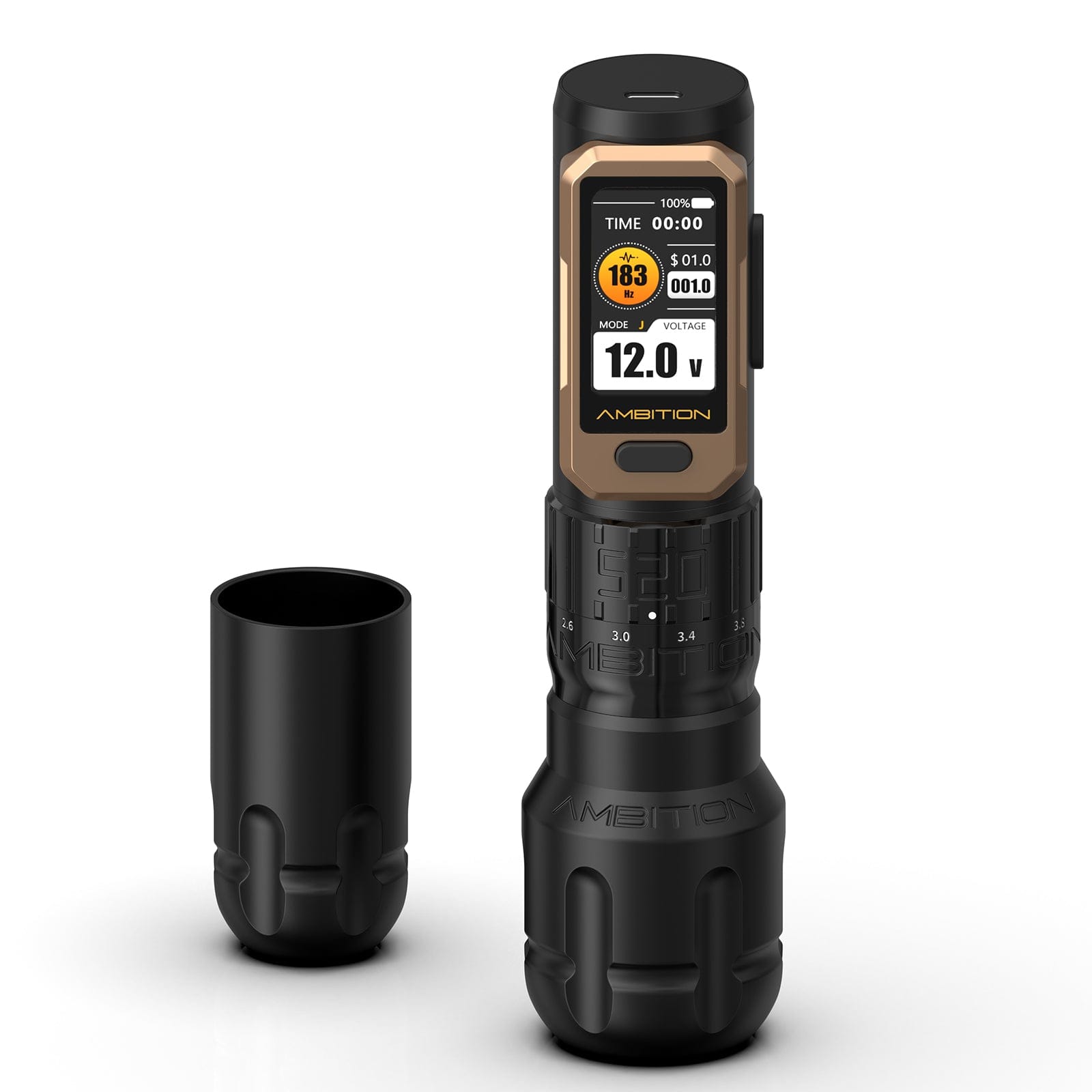 Machine à tatouer sans fil Ambition Soldier Pro 520 avec 6 longueurs de traits de 2,2 mm à 4,2 mm 