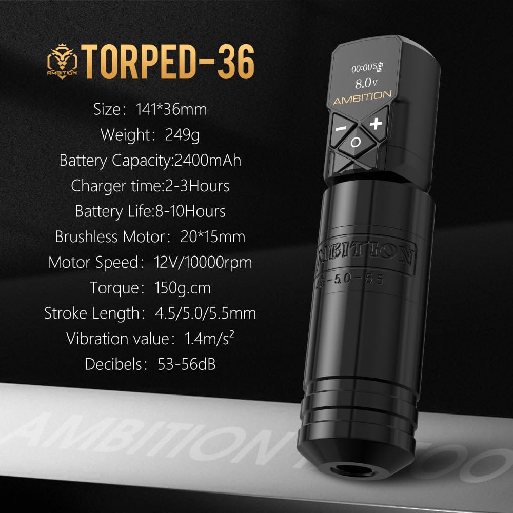 Tattoo Kit | Ambition Torped 36mm Wireless Tattoo Machine Kit