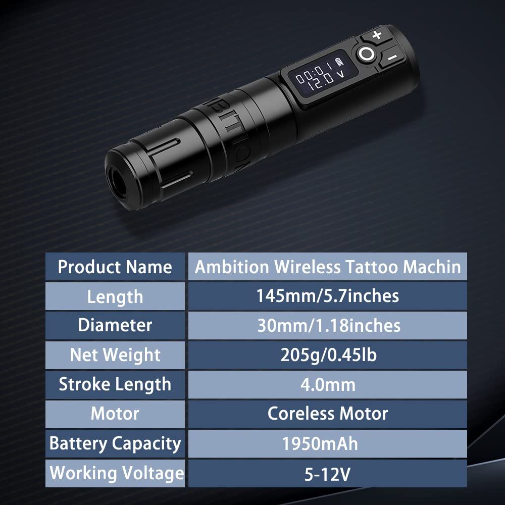 Tattoo Kit | Ambition Storm Wand Wireless Tattoo Machine kit