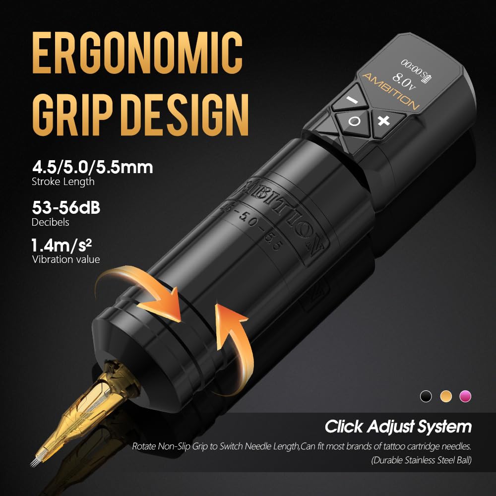 Ambition Wireless Tattoo Pen Machine 4.5-5.5MM Strokes Length | Torped 36MM