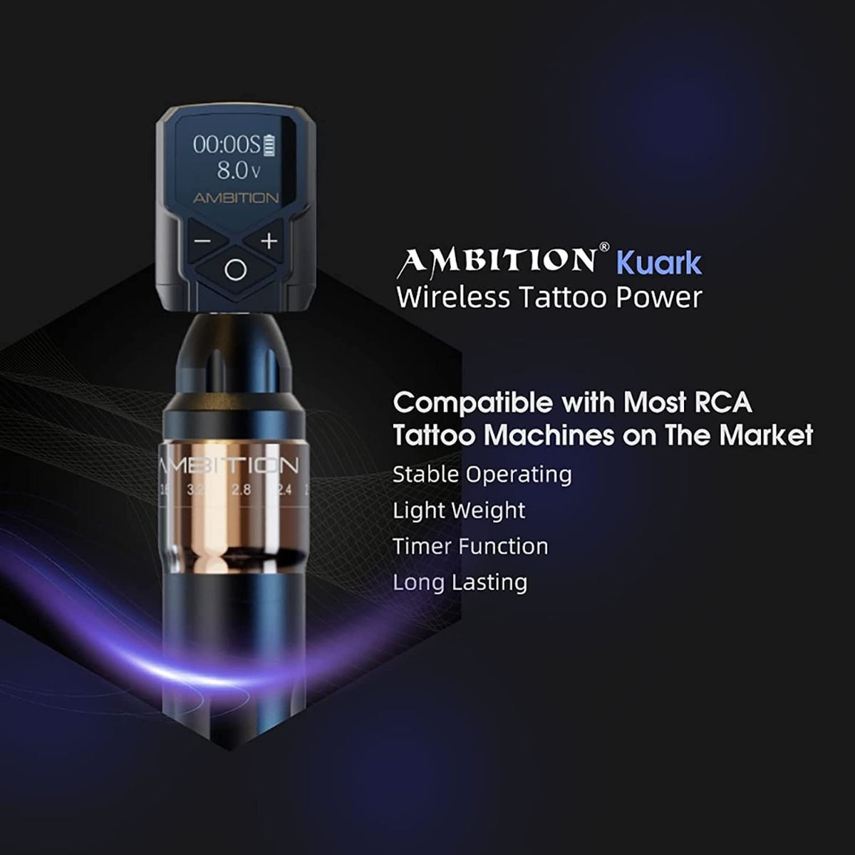 Ambition Kuark Mini RCA Tattoo Power Supply